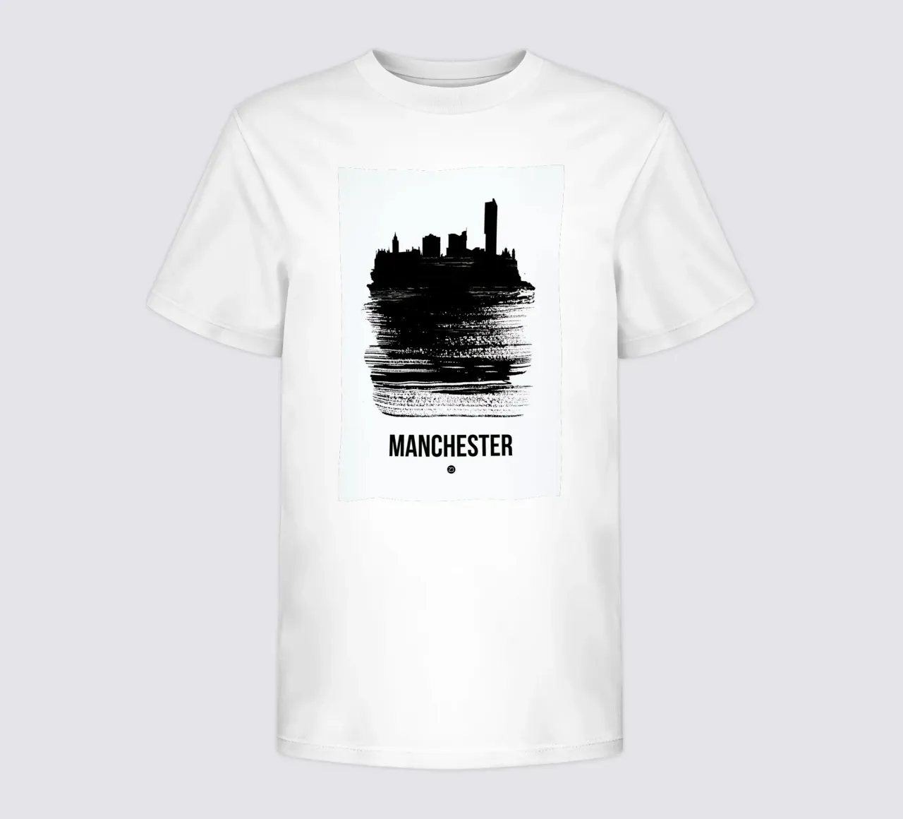 Manchester Skyline Brush Stroke Kinder T-Shirt von Naxart