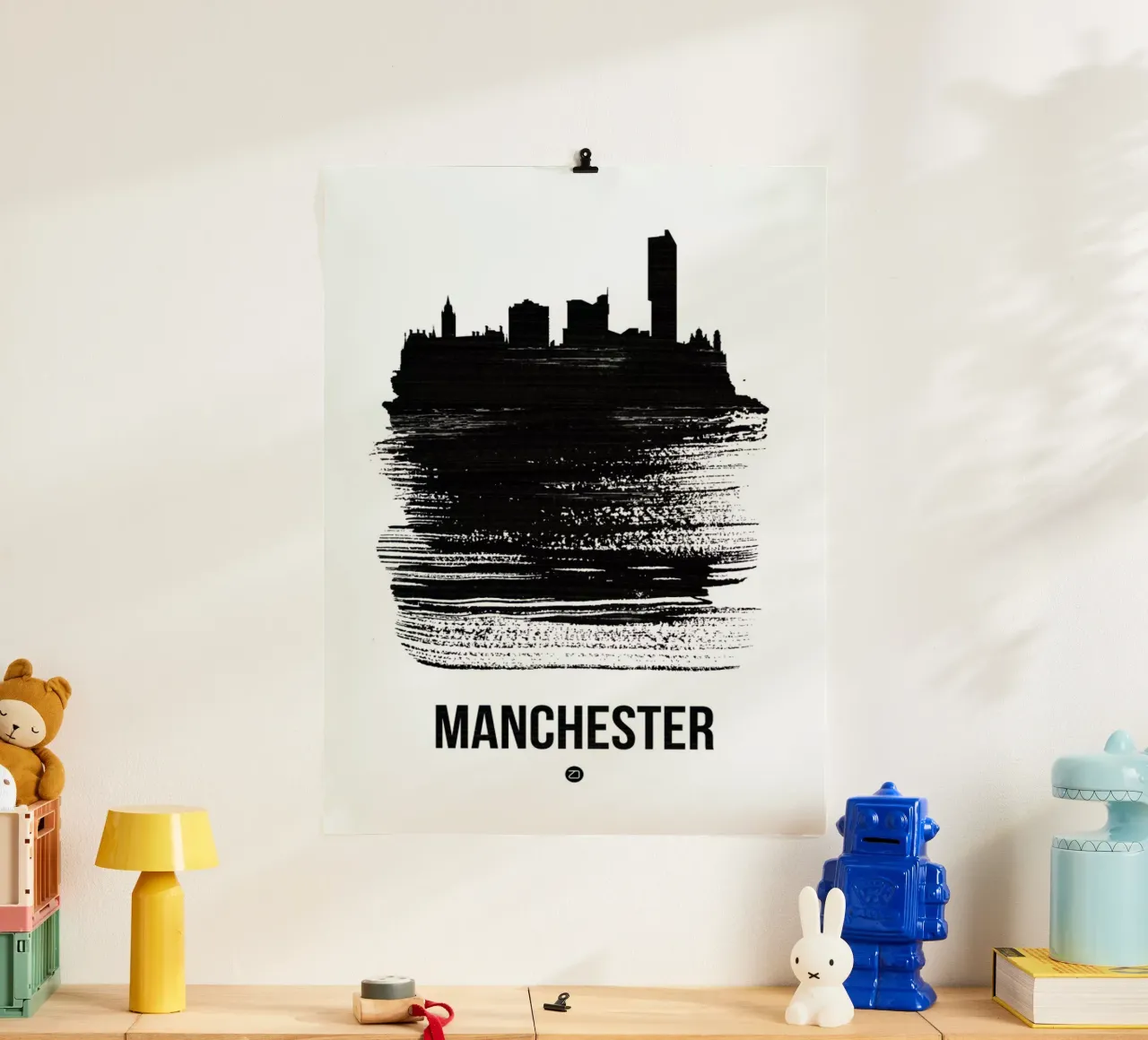 Manchester Skyline Brush Stroke carta hahnemühle da Naxart