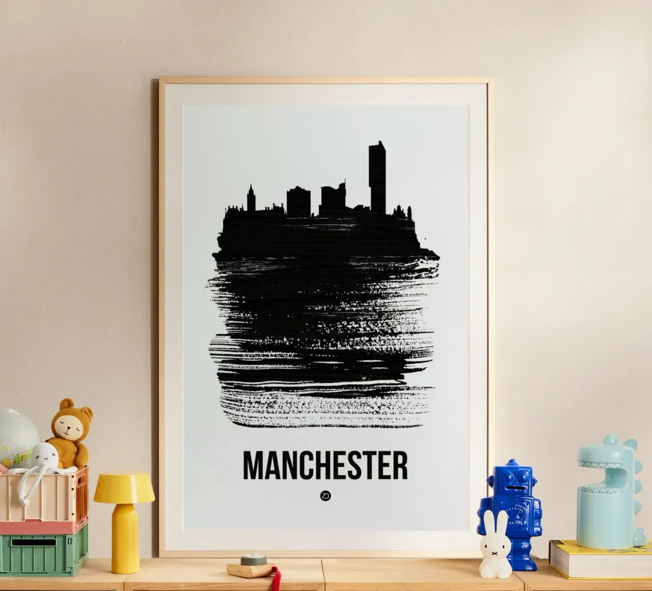Manchester Skyline Brush Stroke carta hahnemühle da Naxart