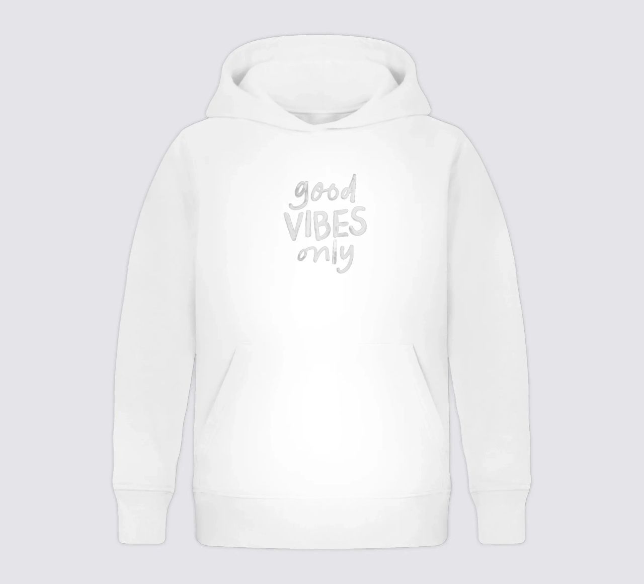 Good Vibes Only Elegante stampa tipografica monocromatica felpa bambino con cappuccio da THE MOTIVATED TYPE