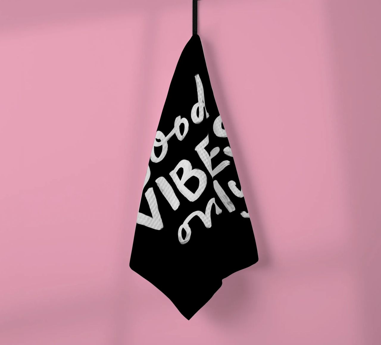 Good Vibes Only Stylish Monochrome Typography Print torchon de THE MOTIVATED TYPE