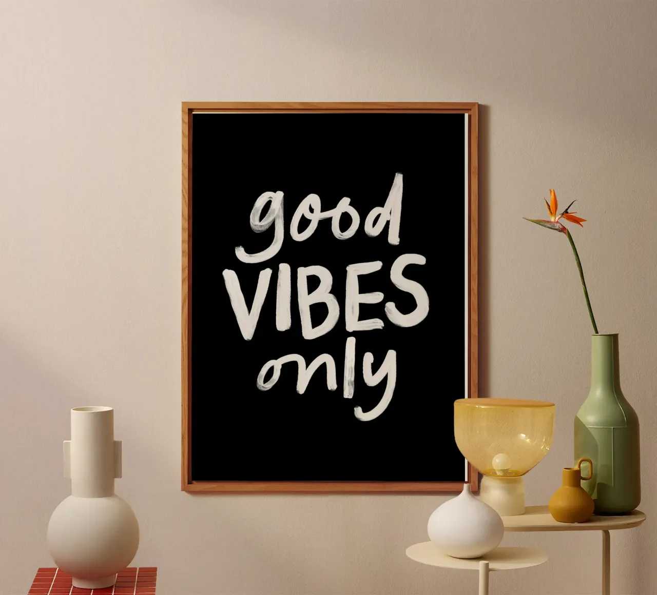 Good Vibes Only Stylish Monochrome Typography Print alu-dibond by THE MOTIVATED TYPE