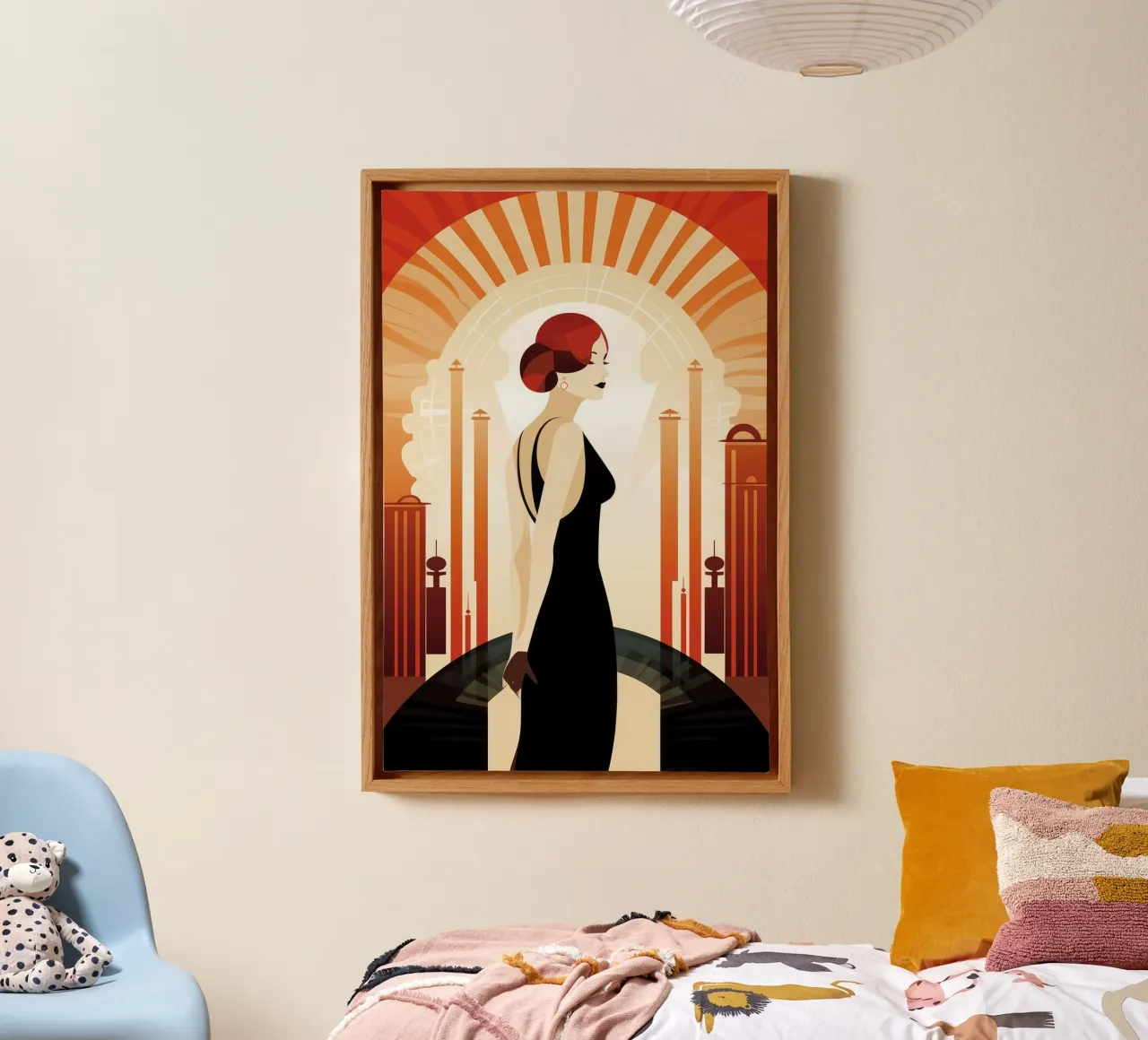 Art Deco Vrouw canvas met Baklijst van Artful Muse