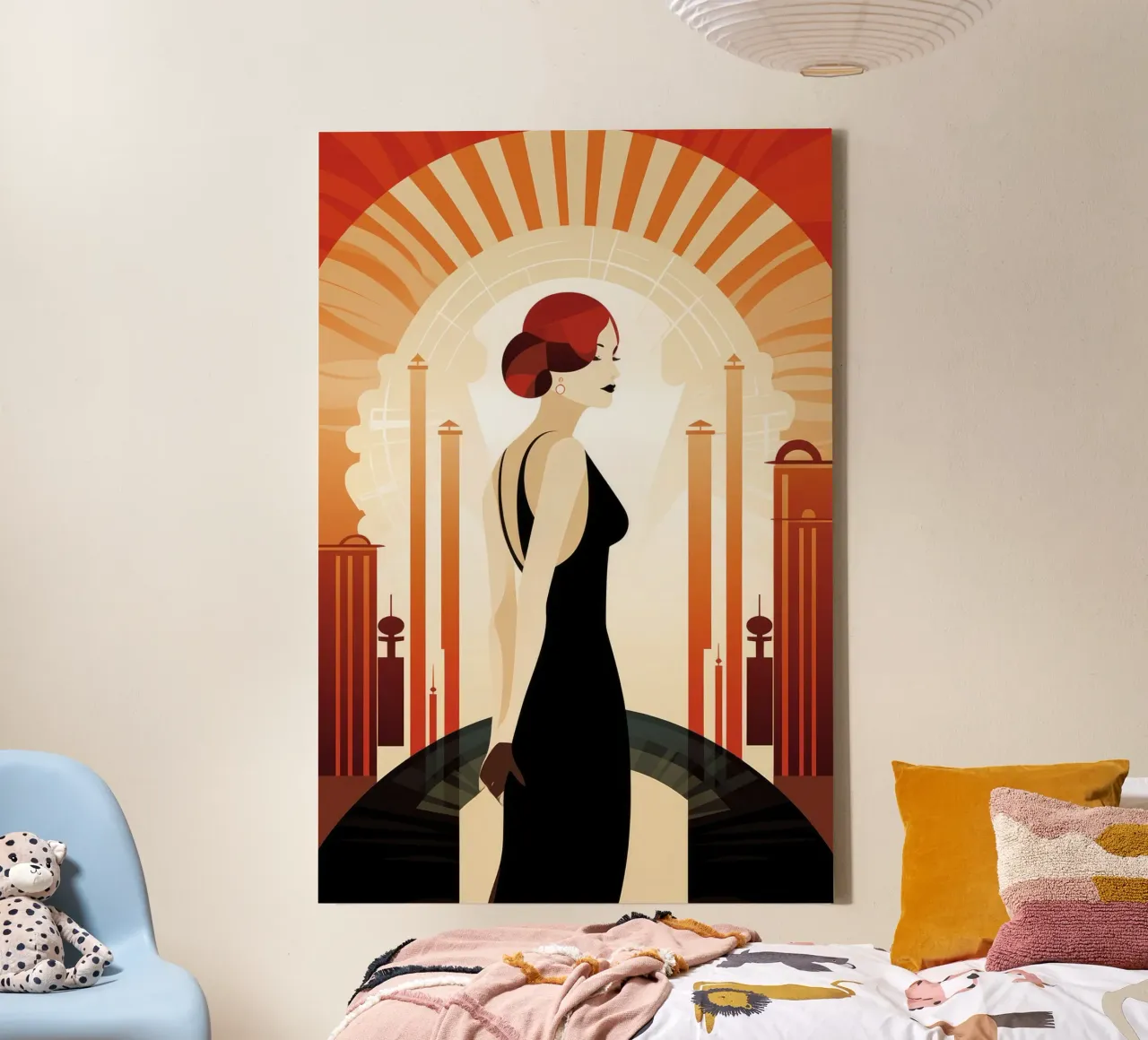 Art Deco Vrouw canvas met Baklijst van Artful Muse