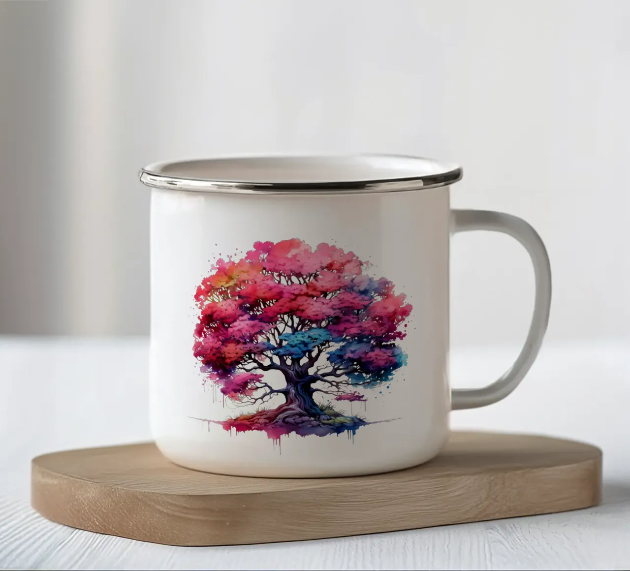 Albero della vita colorato tazza in smalto da Spiritual Touch