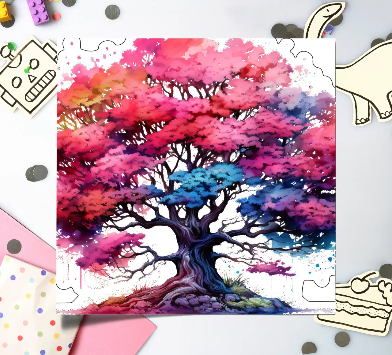Bunter Baum des Lebens Stickerbogen von Spiritual Touch