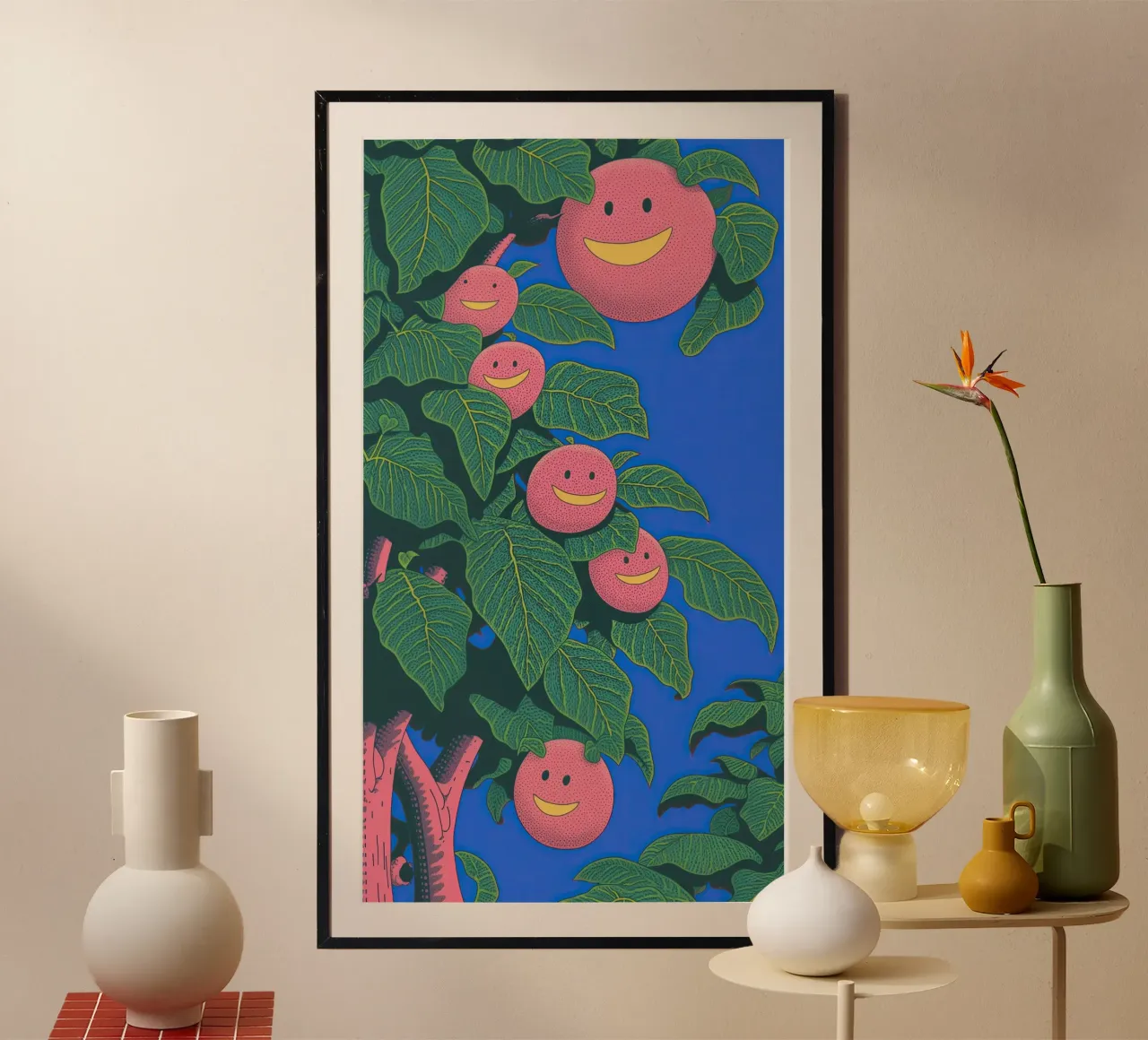 Smiling Face Fruit Pop Art: Funny Phone Cases & Kids’ Room poster by Kaji