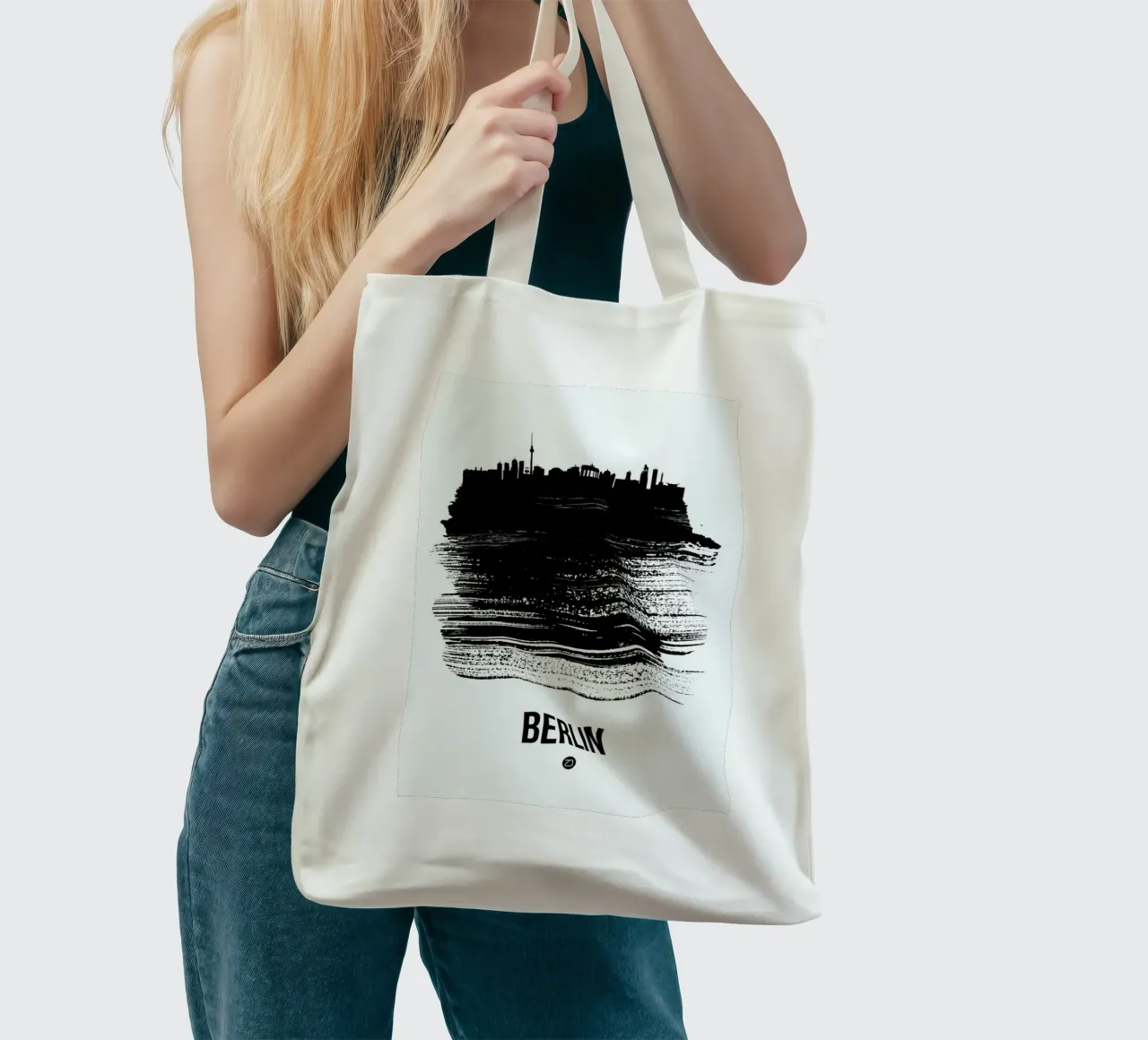 Berlin Skyline Brush Stroke tote bag by Naxart