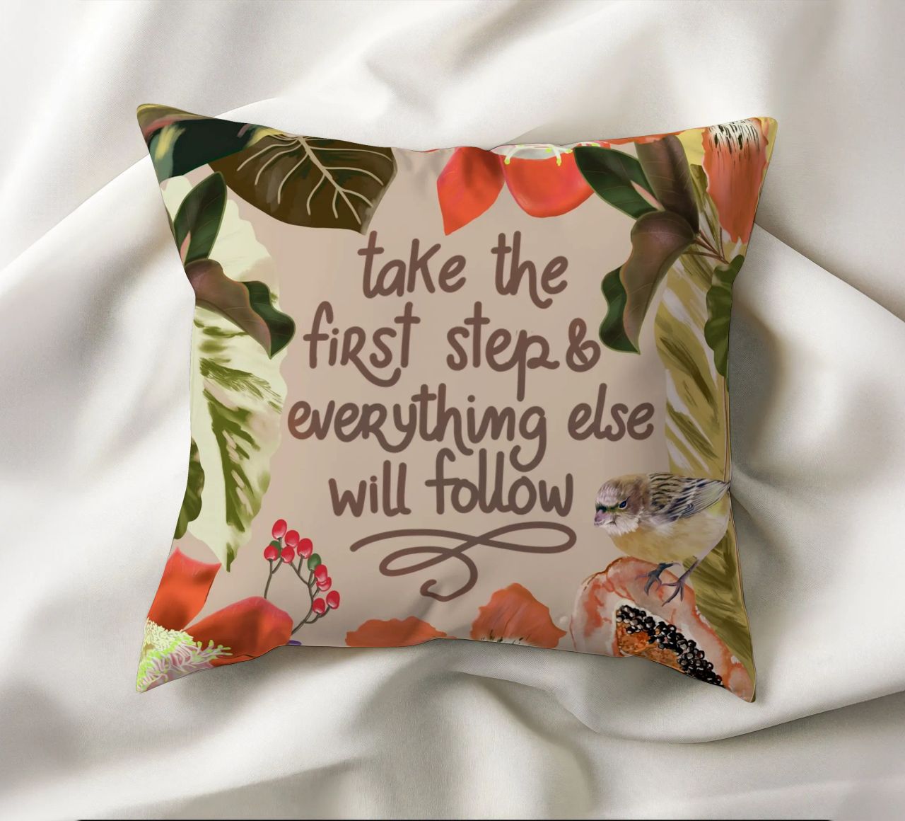 Take the first step decorative cushion by anisillustration
