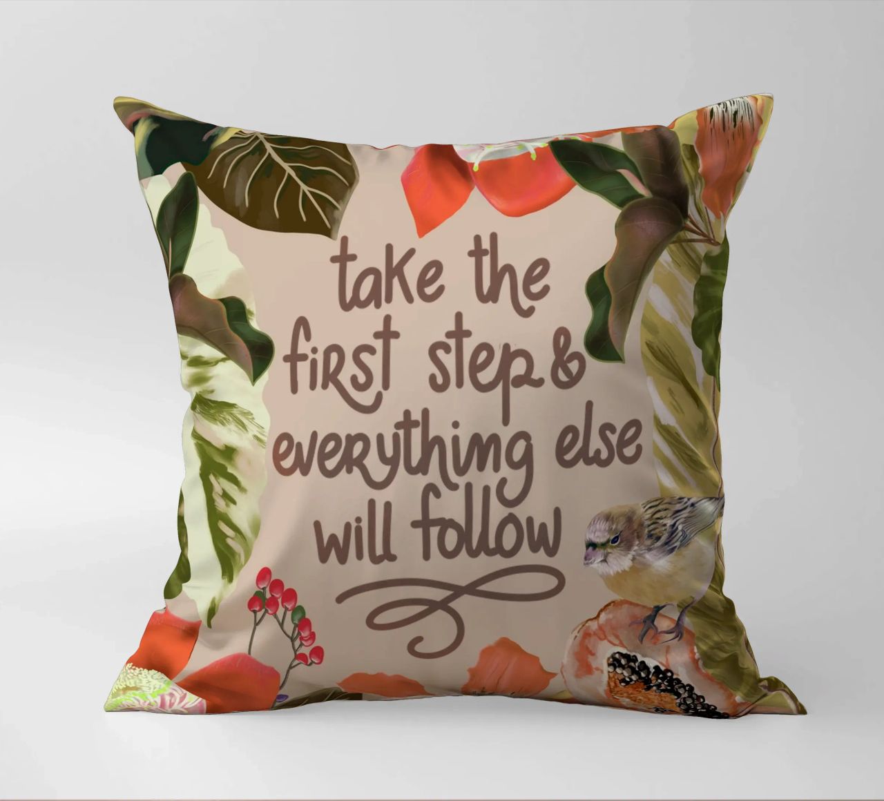 Take the first step decorative cushion by anisillustration