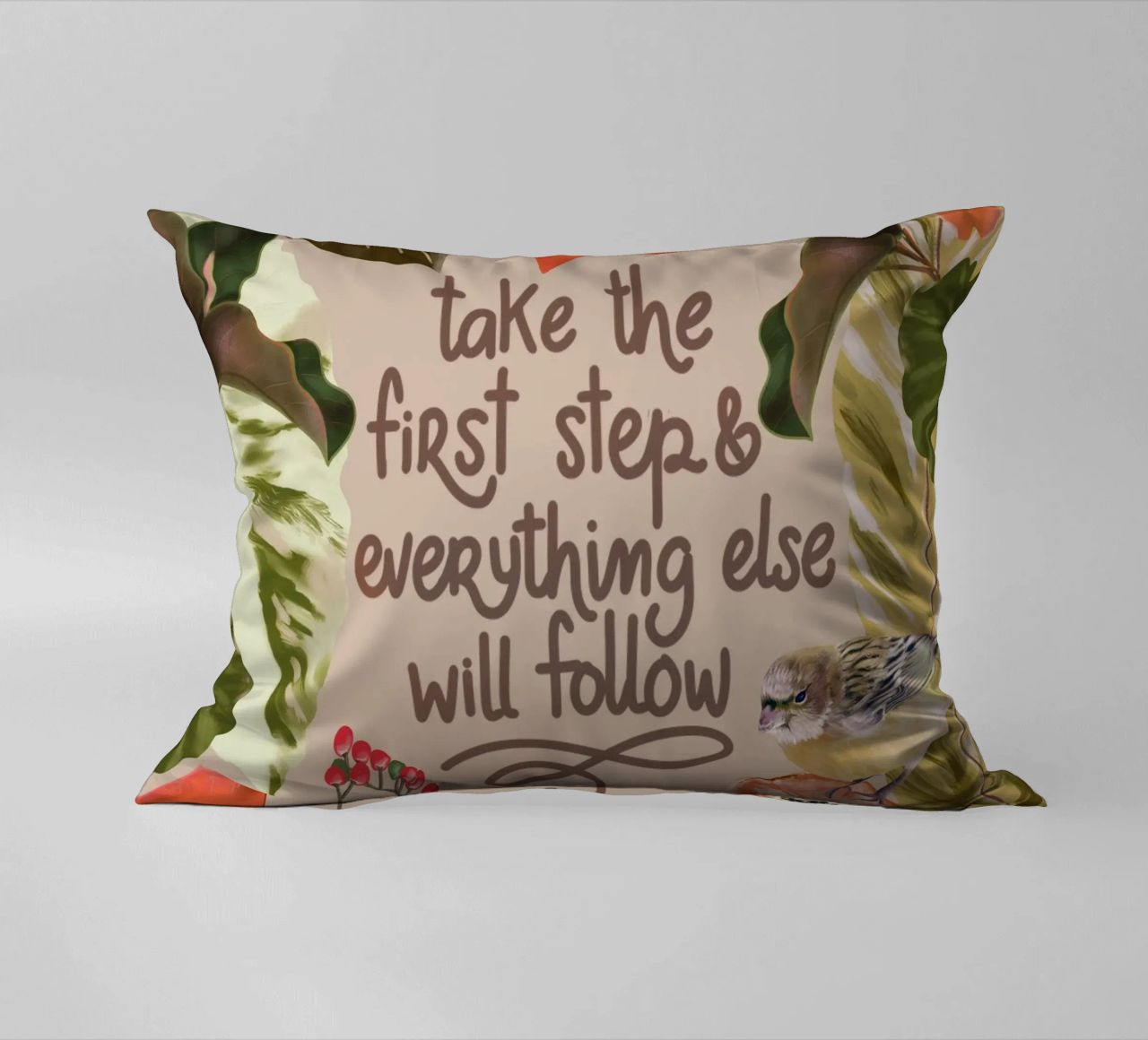 Take the first step decorative cushion by anisillustration
