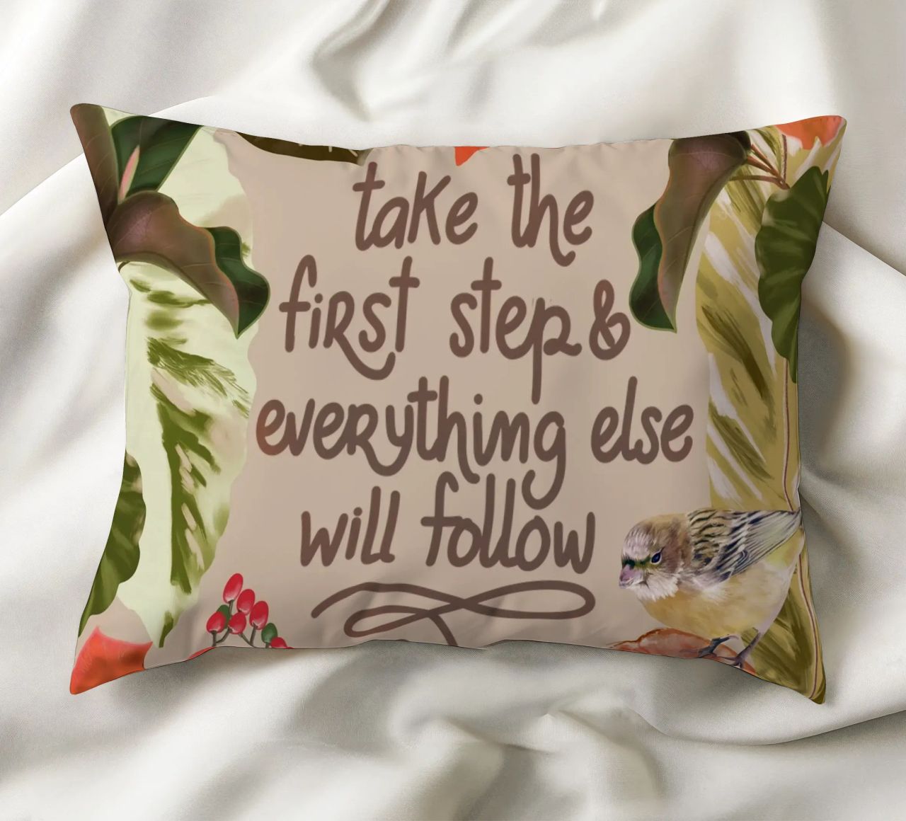 Take the first step decorative cushion by anisillustration