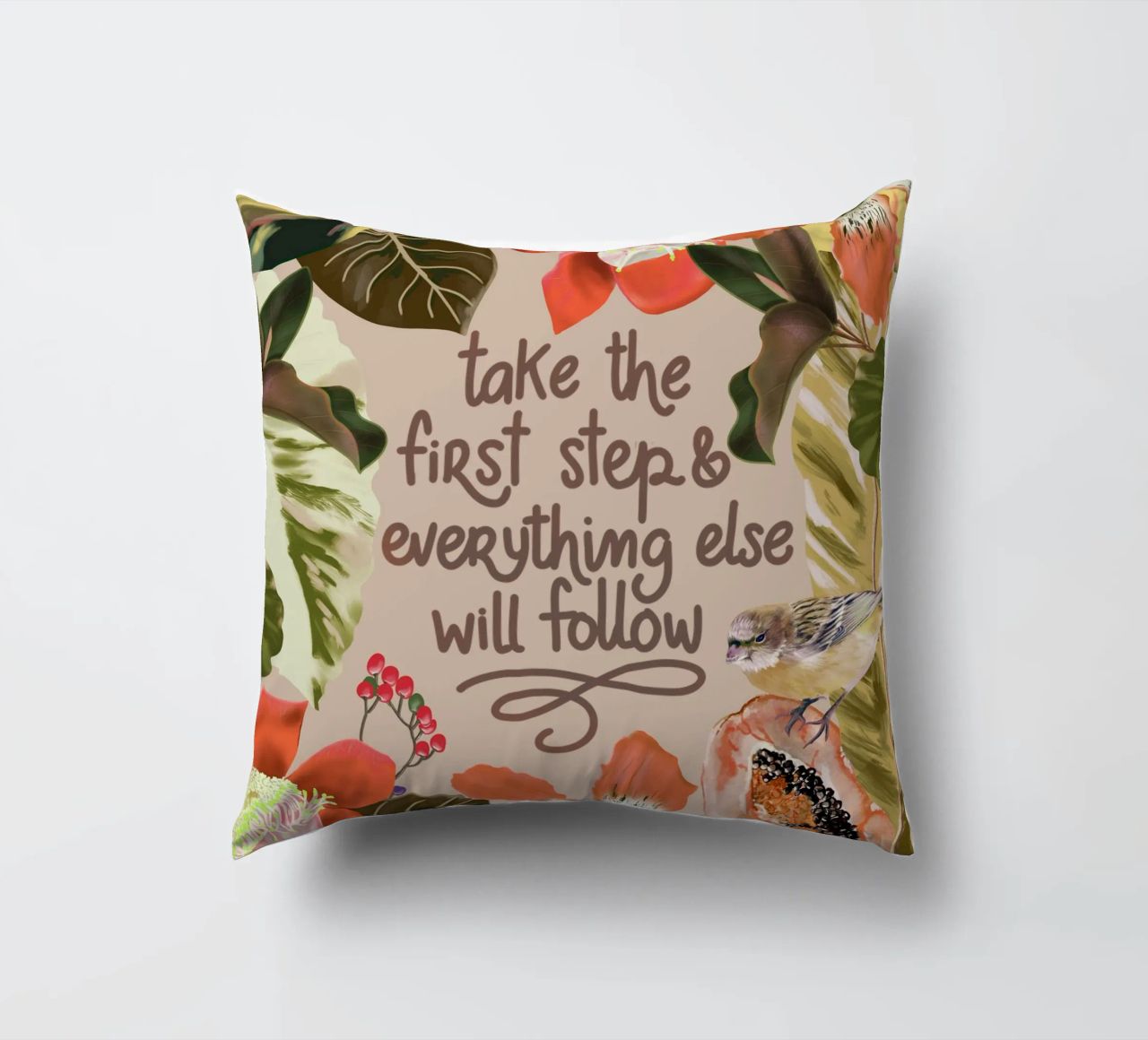 Take the first step decorative cushion by anisillustration