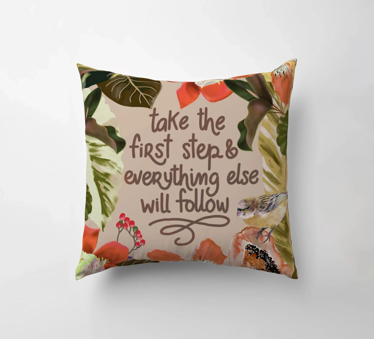 Take the first step decorative cushion by anisillustration