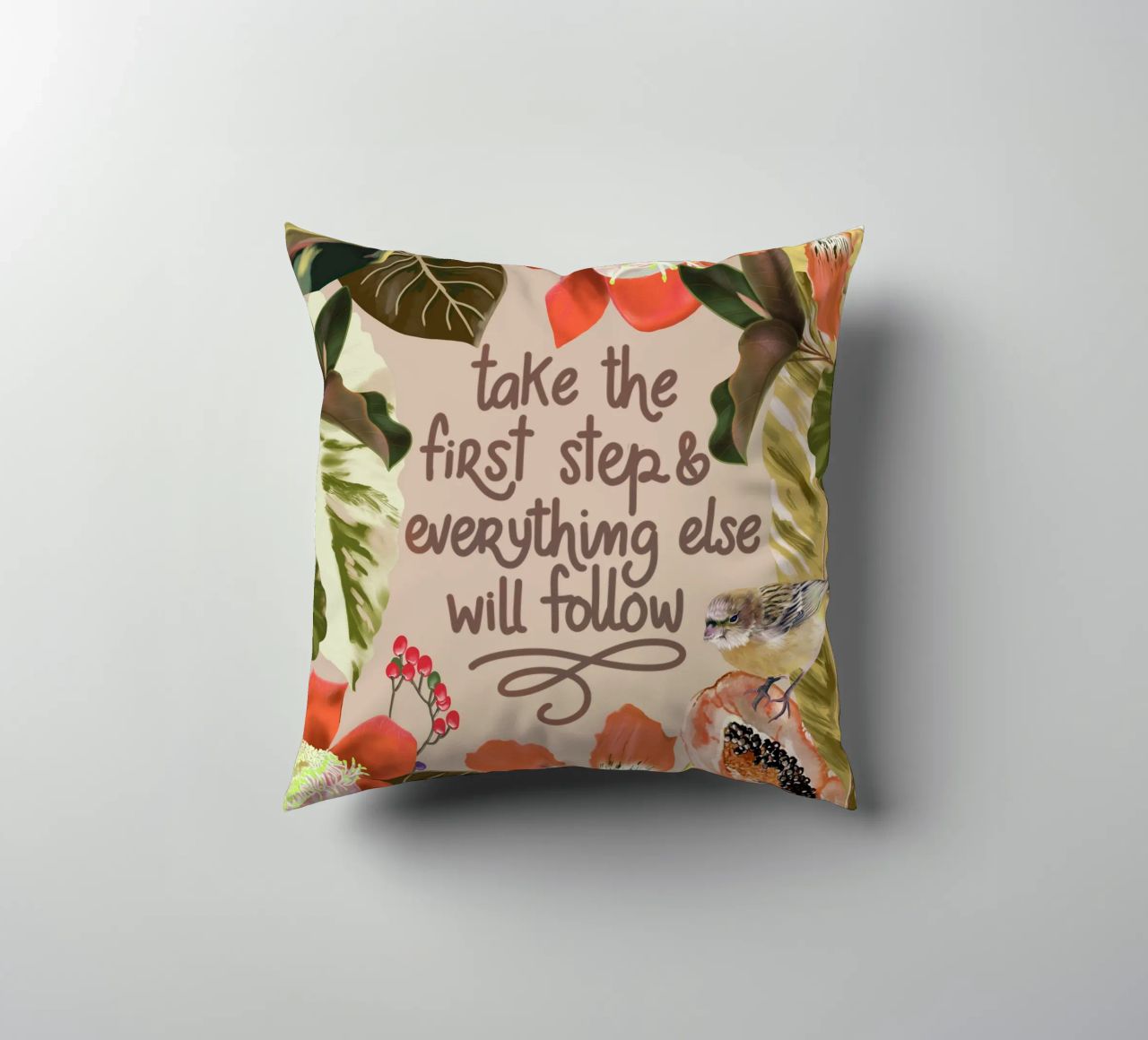 Take the first step decorative cushion by anisillustration