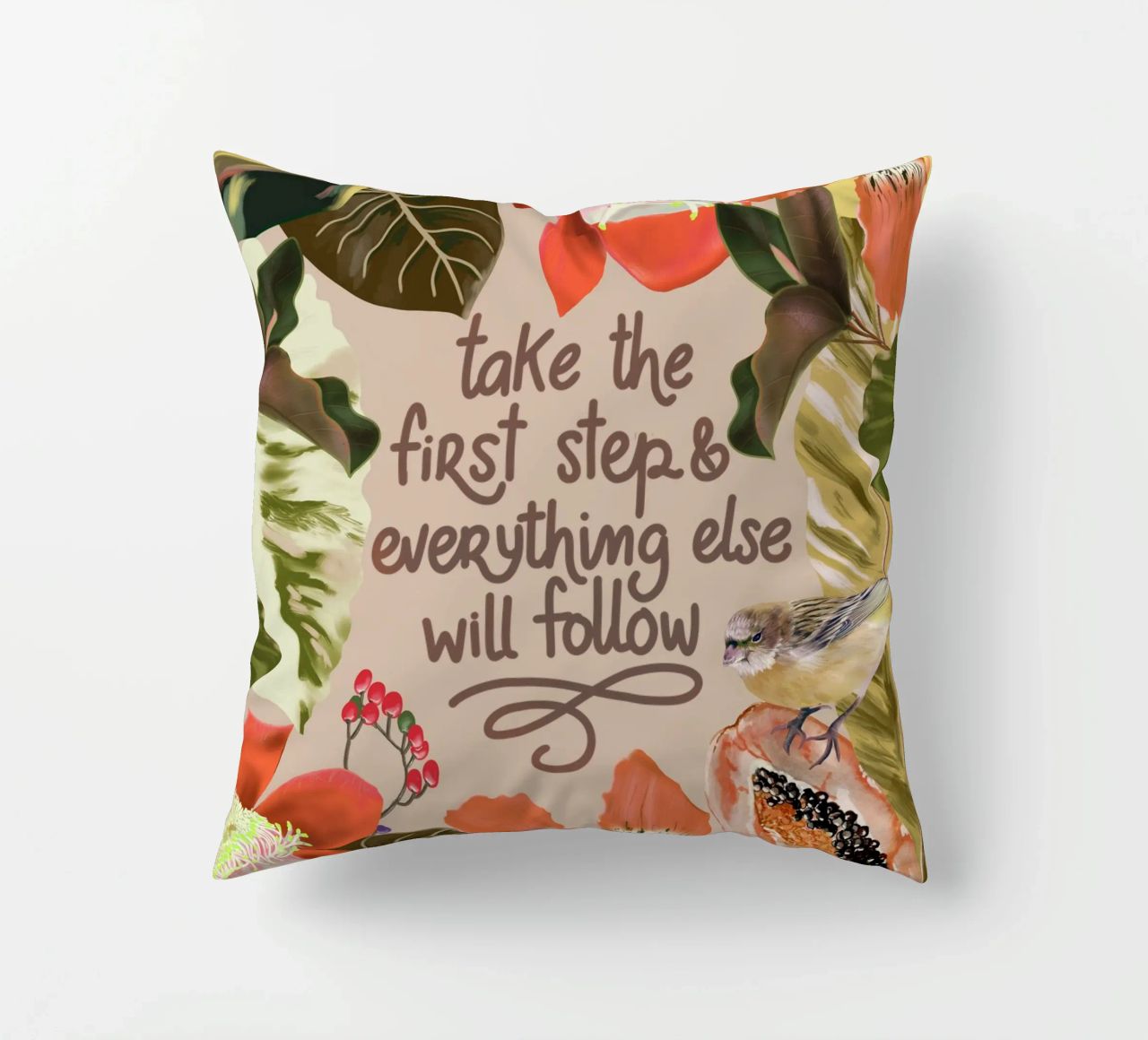 Take the first step decorative cushion by anisillustration