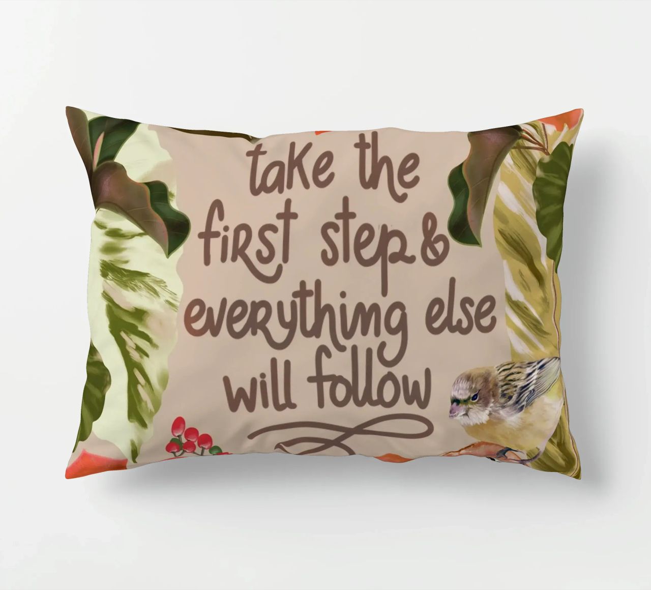 Take the first step decorative cushion by anisillustration