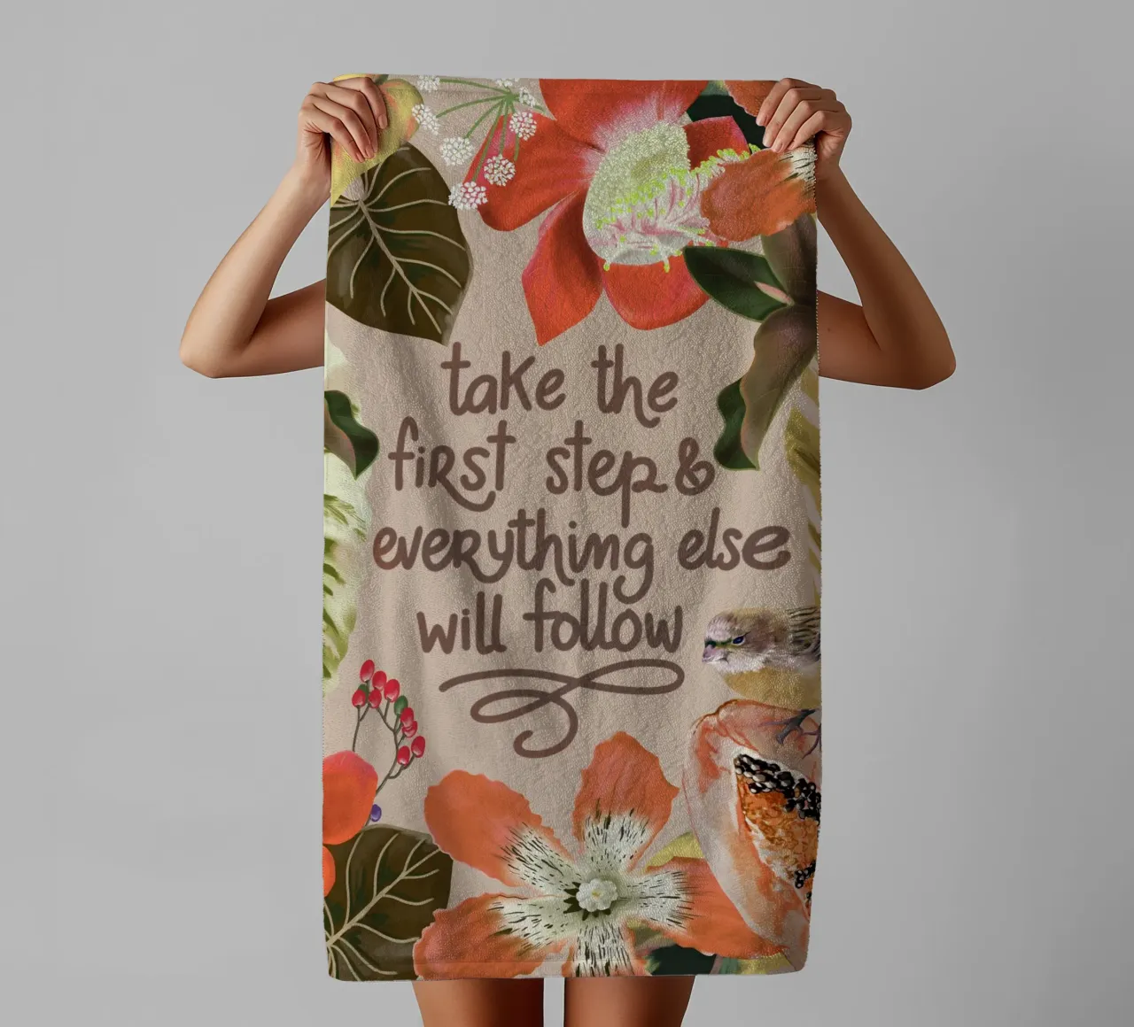 Take the first step Handtuch von anisillustration