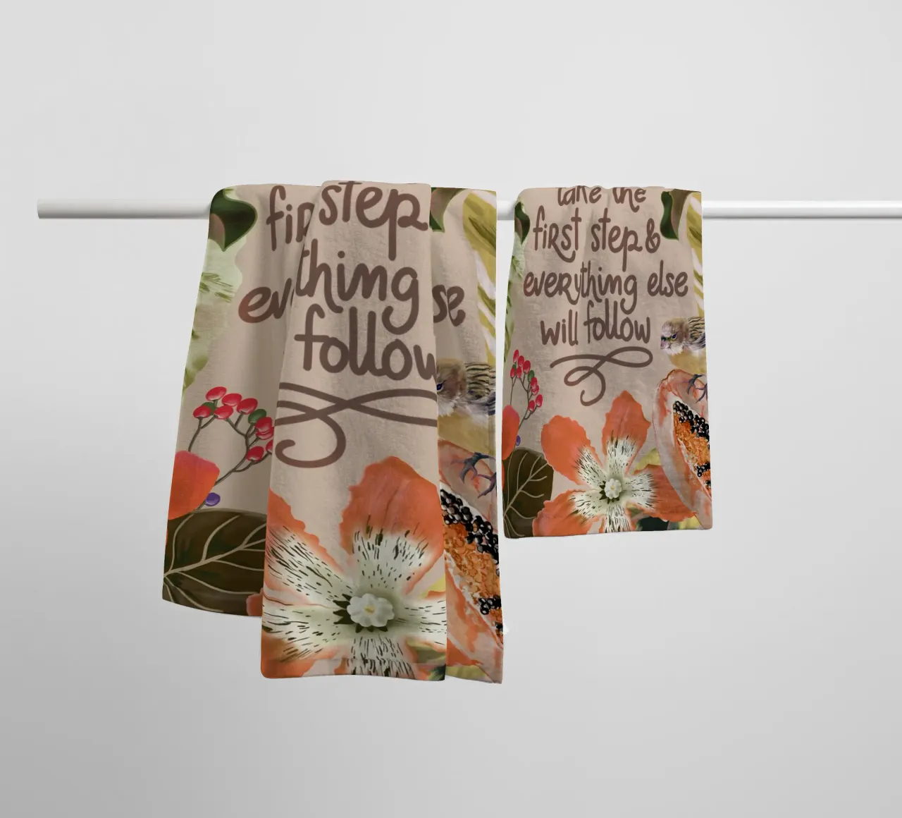 Take the first step Handtuch von anisillustration