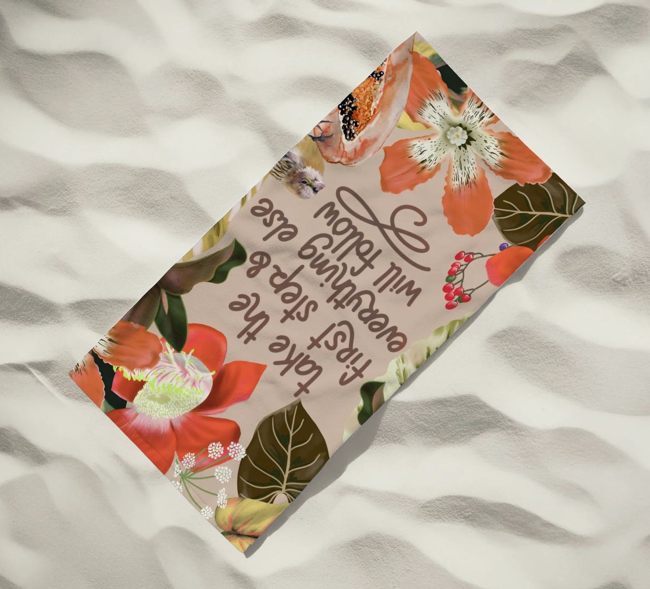 Take the first step beach towel by anisillustration