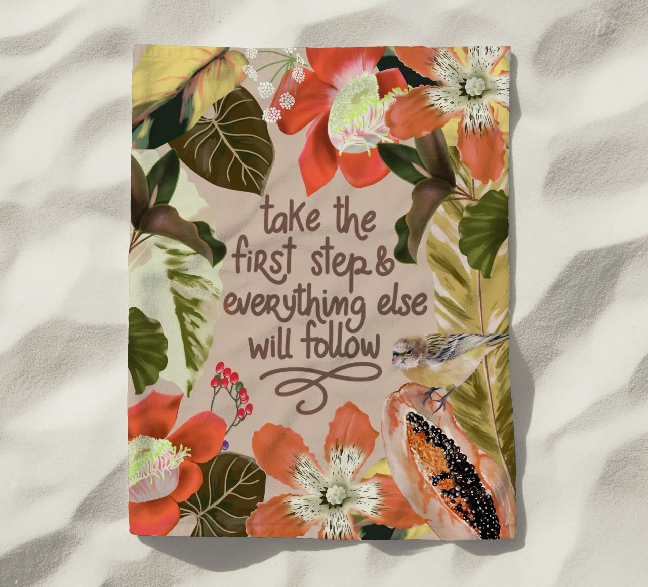 Take the first step beach towel by anisillustration