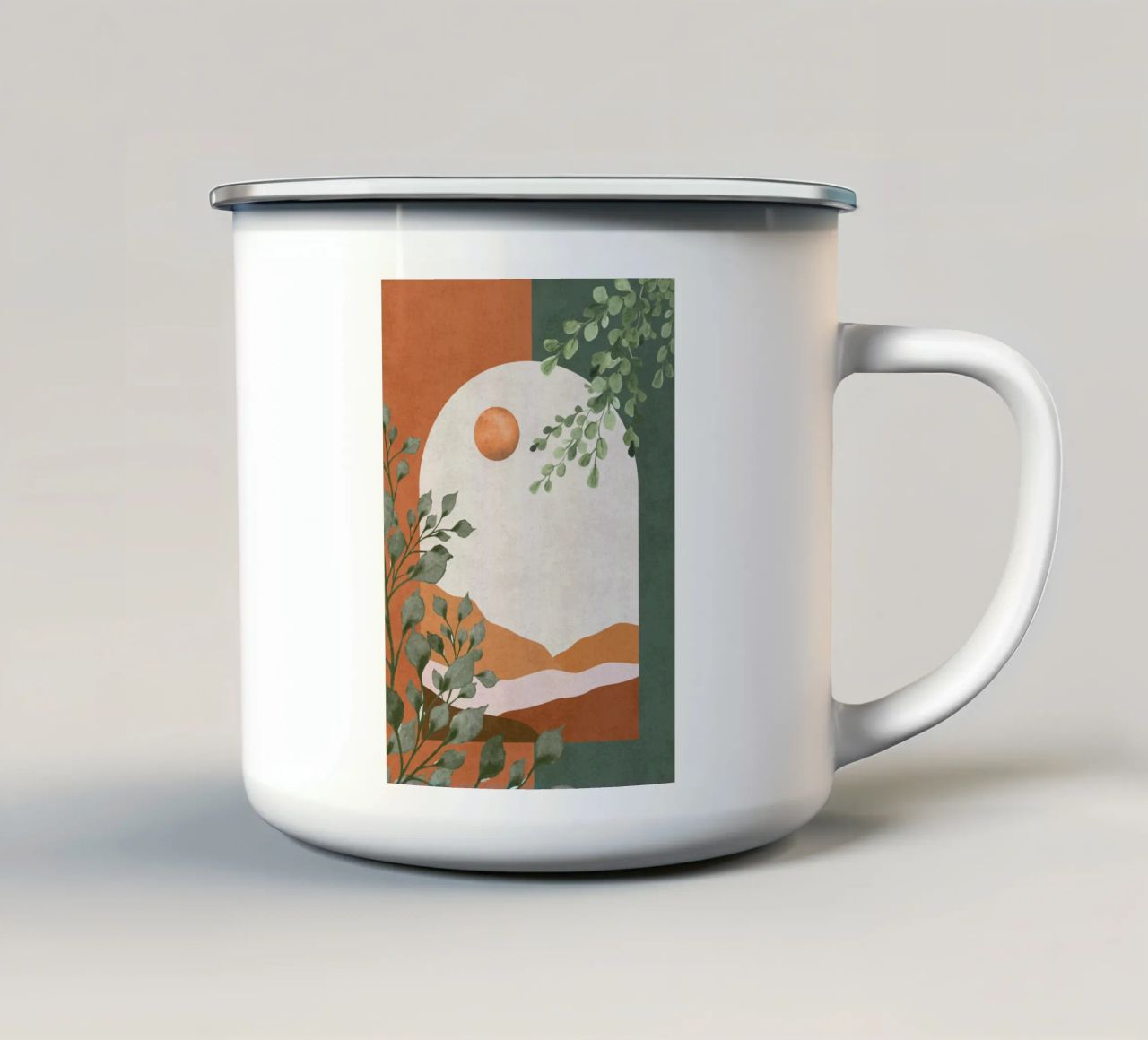 Paesaggio arcuato e sereno tazza in smalto da DesignArt