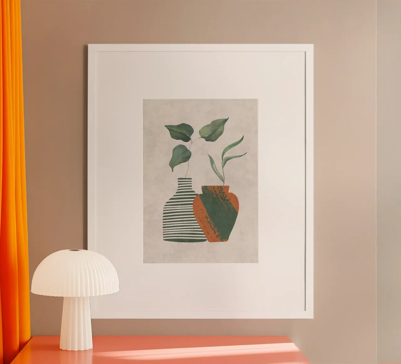 Natura morta verdeggiante poster con telaio in legno da DesignArt