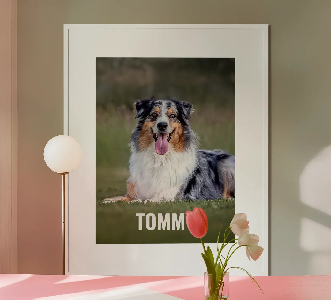 Individuelles Hundefoto & Name Poster von Paigaam Studio
