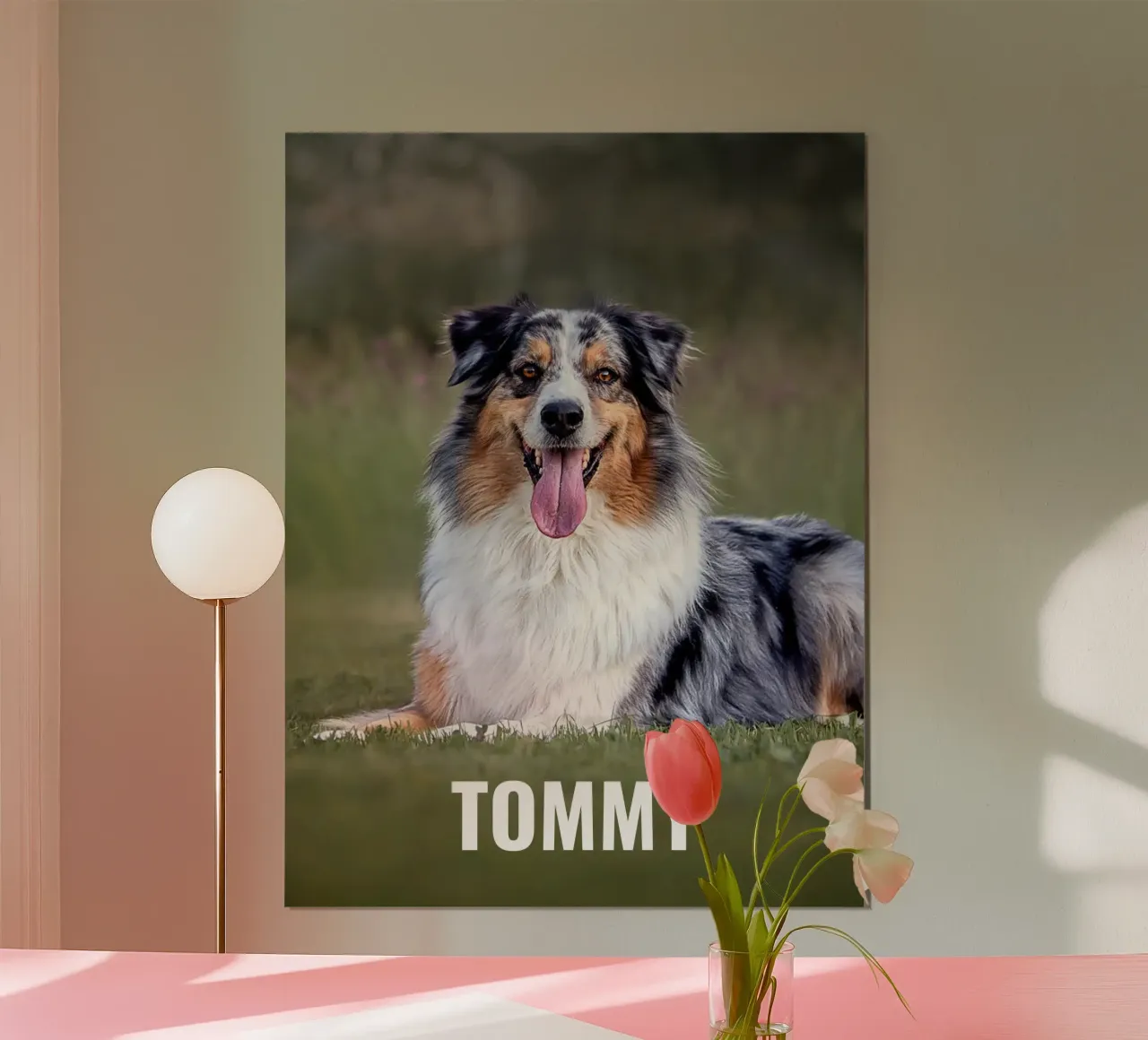Individuelles Hundefoto & Name Poster von Paigaam Studio