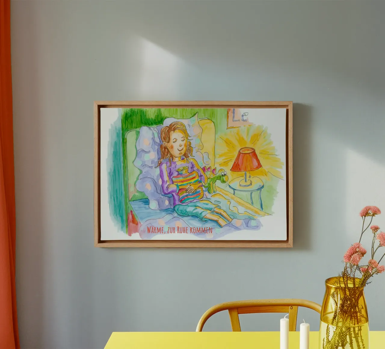 Warmte, kom tot rust canvas met Baklijst van MutMalerin