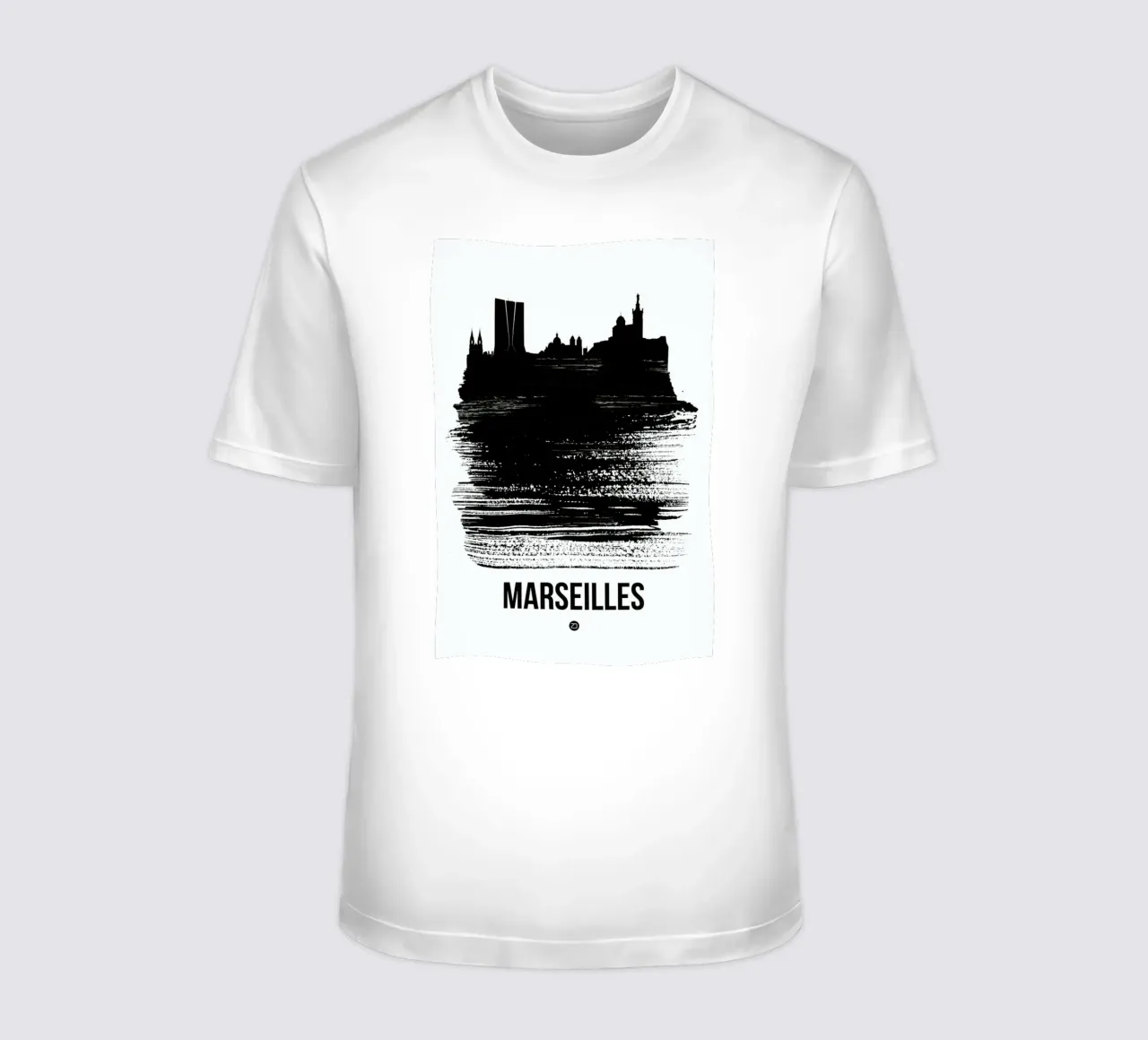Marseilles Skyline Brush Stroke t-shirt by Naxart