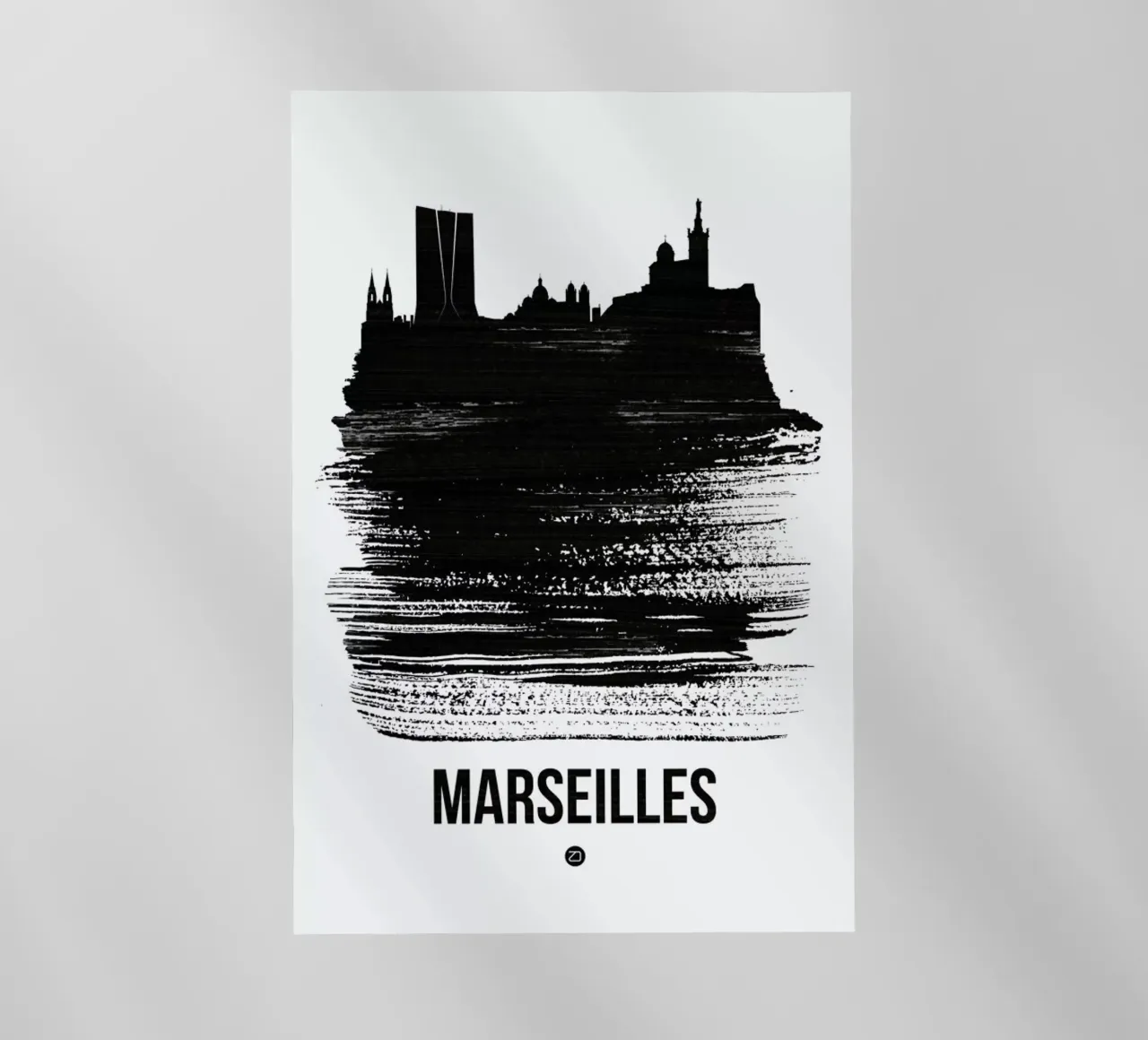 Marseilles Skyline Brush Stroke pellicola backlit da Naxart