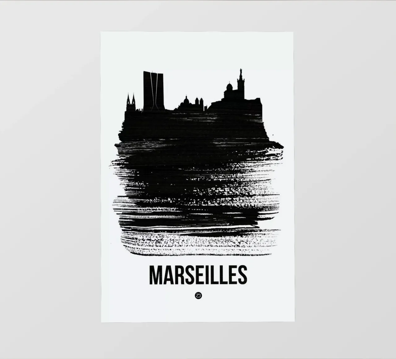 Marseilles Skyline Brush Stroke pellicola backlit da Naxart