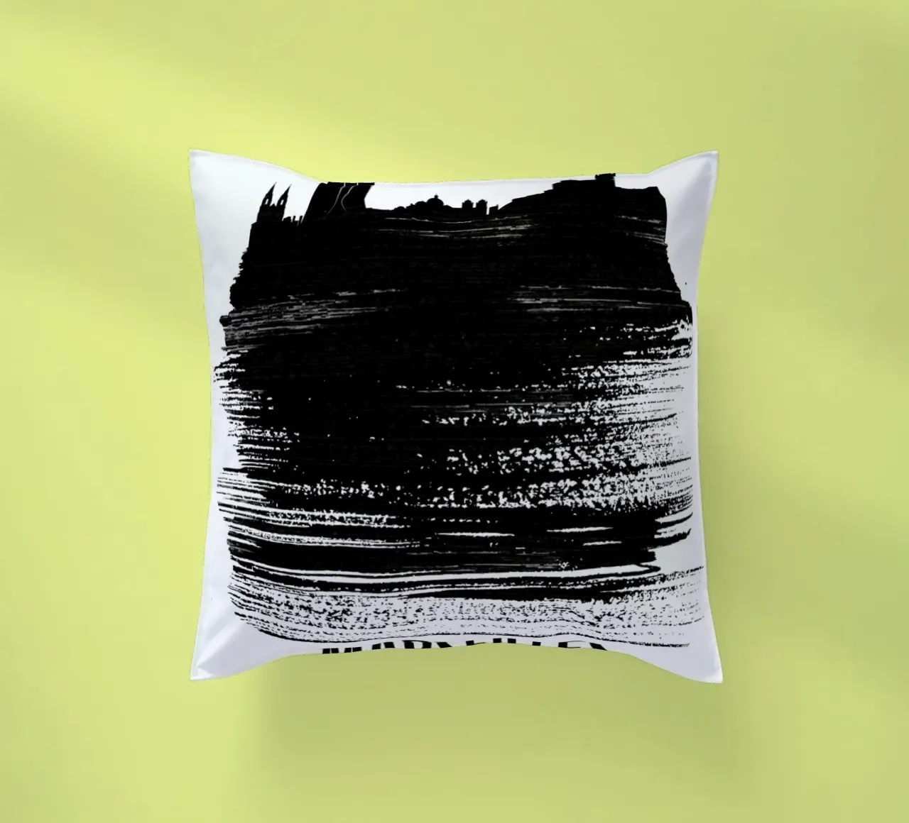Marseilles Skyline Brush Stroke cuscino da Naxart