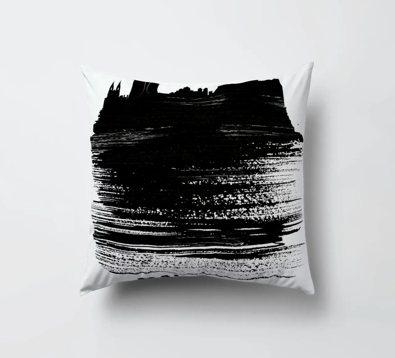 Marseilles Skyline Brush Stroke cuscino da Naxart