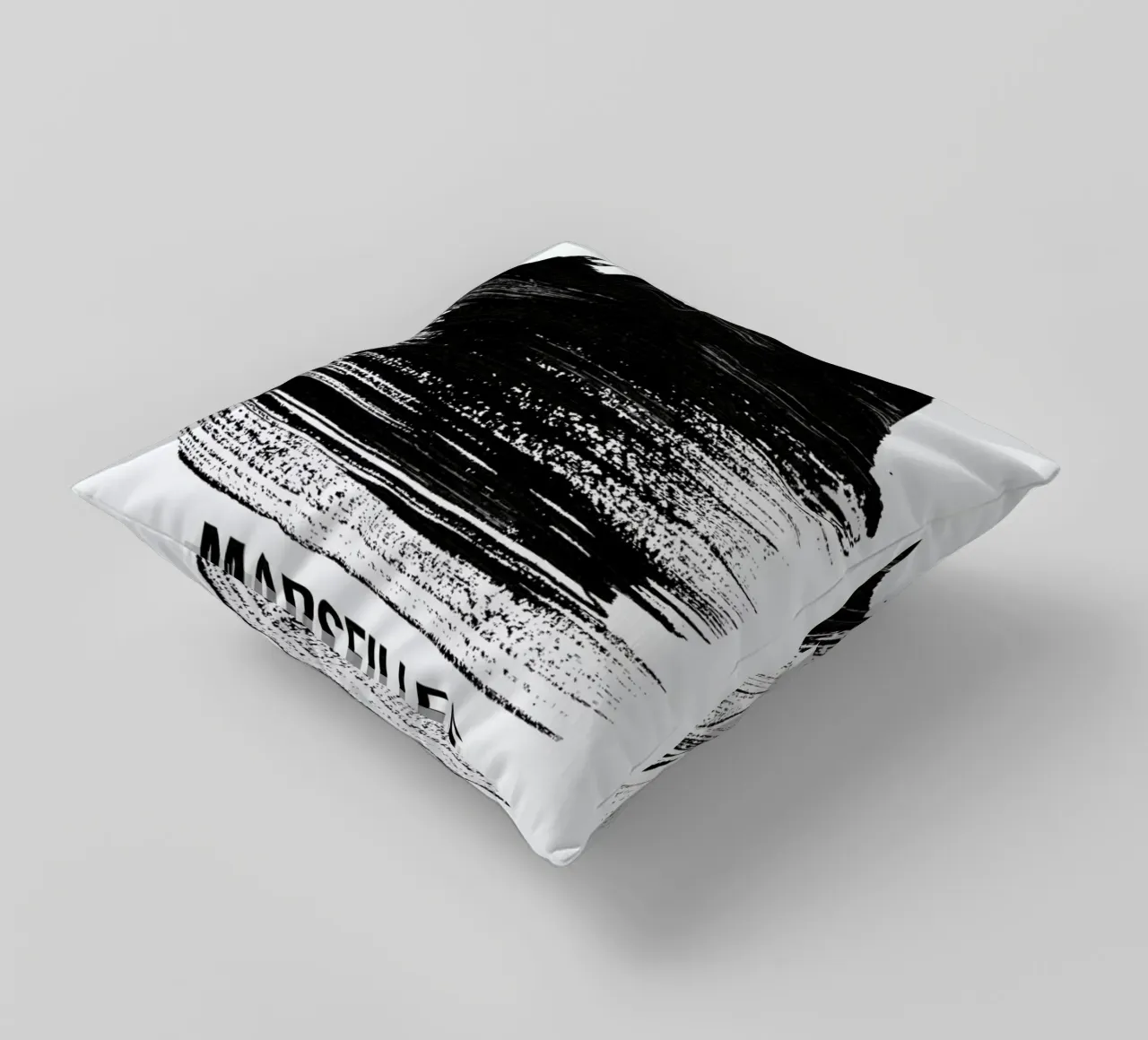 Marseilles Skyline Brush Stroke cuscino da Naxart