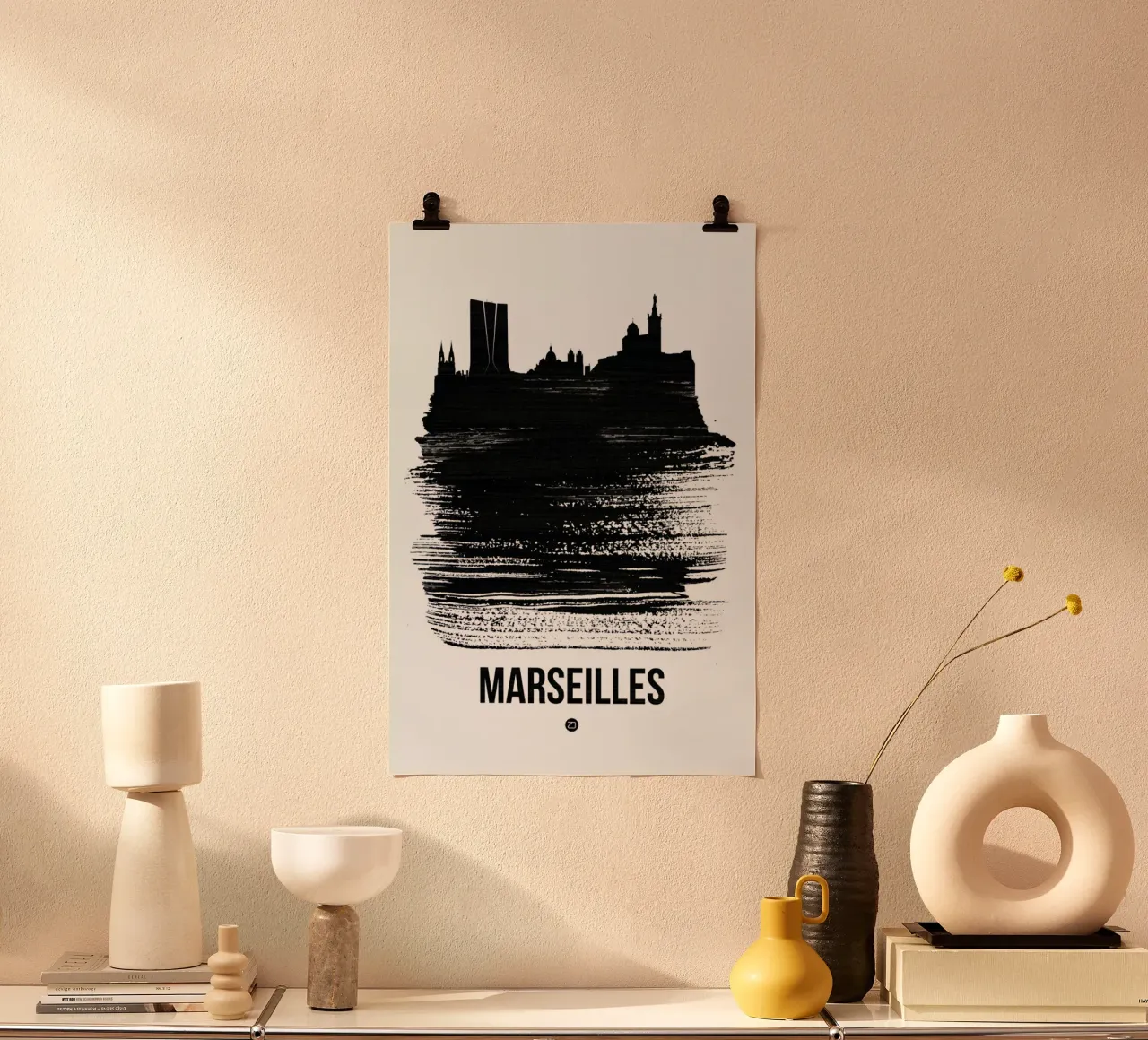 Marseilles Skyline Brush Stroke Hahnemühle von Naxart
