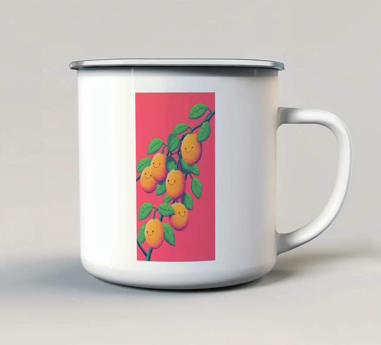 E se i limoni sorridessero? Divertente faccia sorridente di frutta pop art tazza in smalto da Kaji