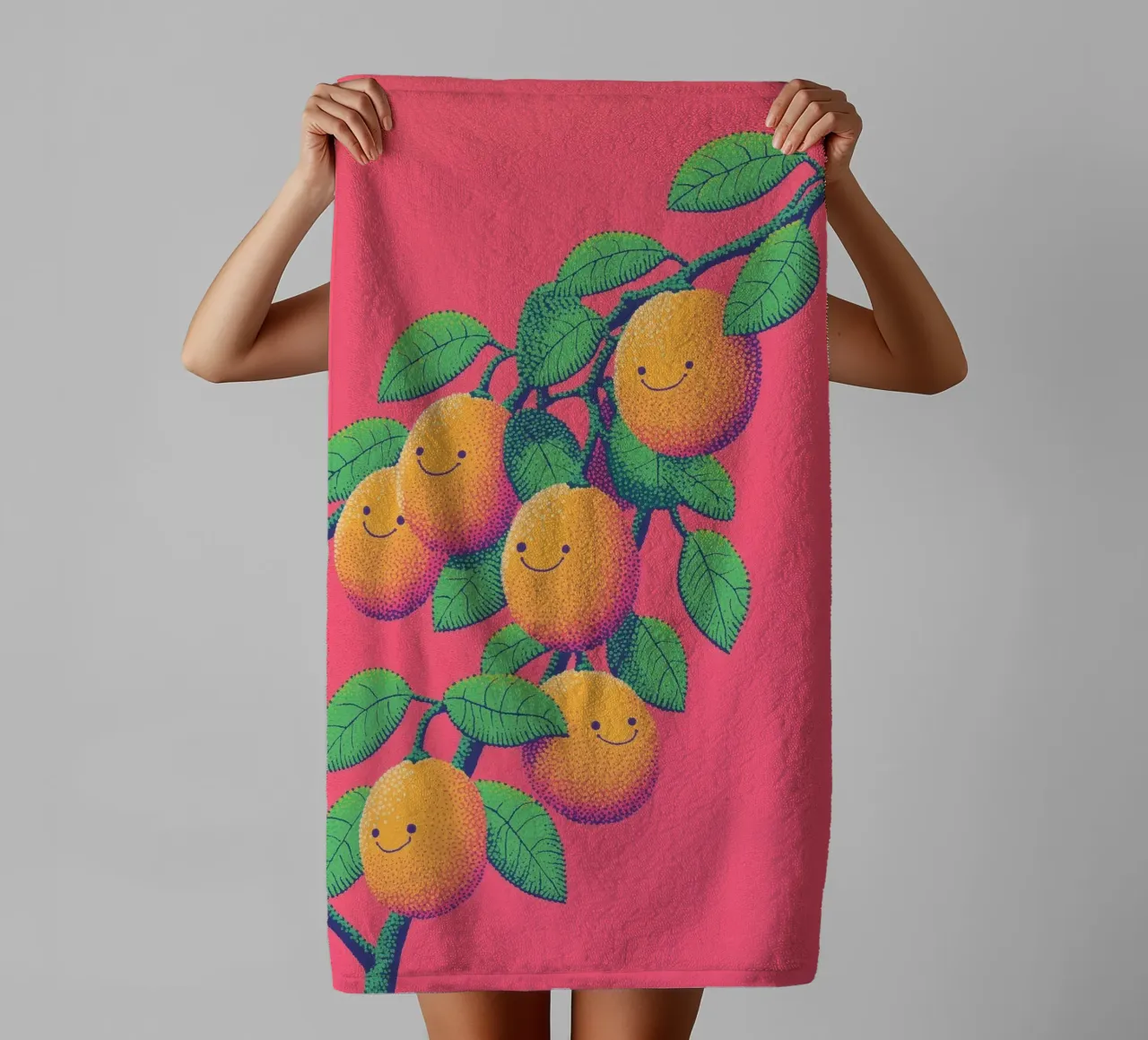 What if Lemons Smile? Funny Smiling Face Fruit Pop Art towel by Kaji