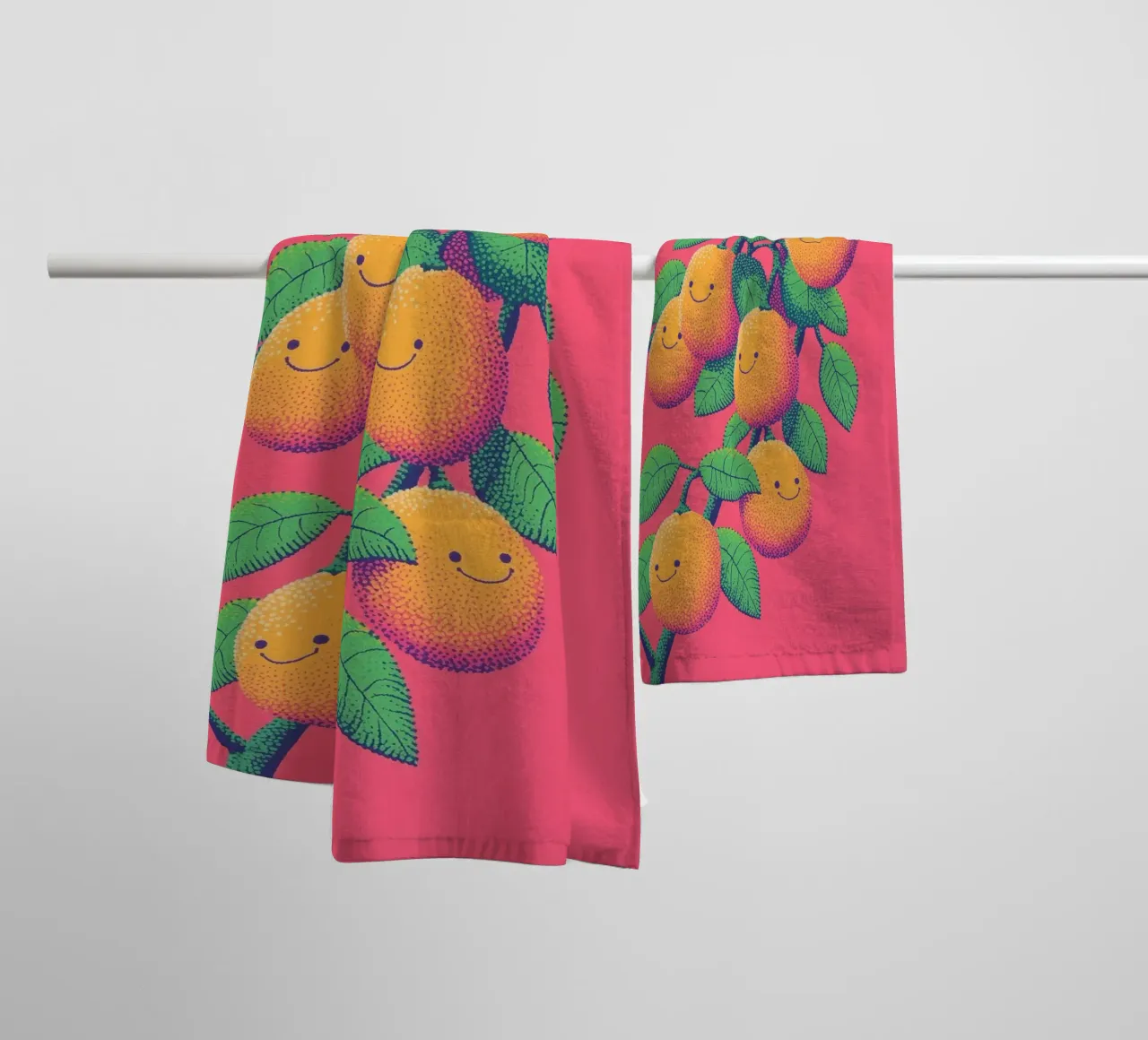 What if Lemons Smile? Funny Smiling Face Fruit Pop Art towel by Kaji