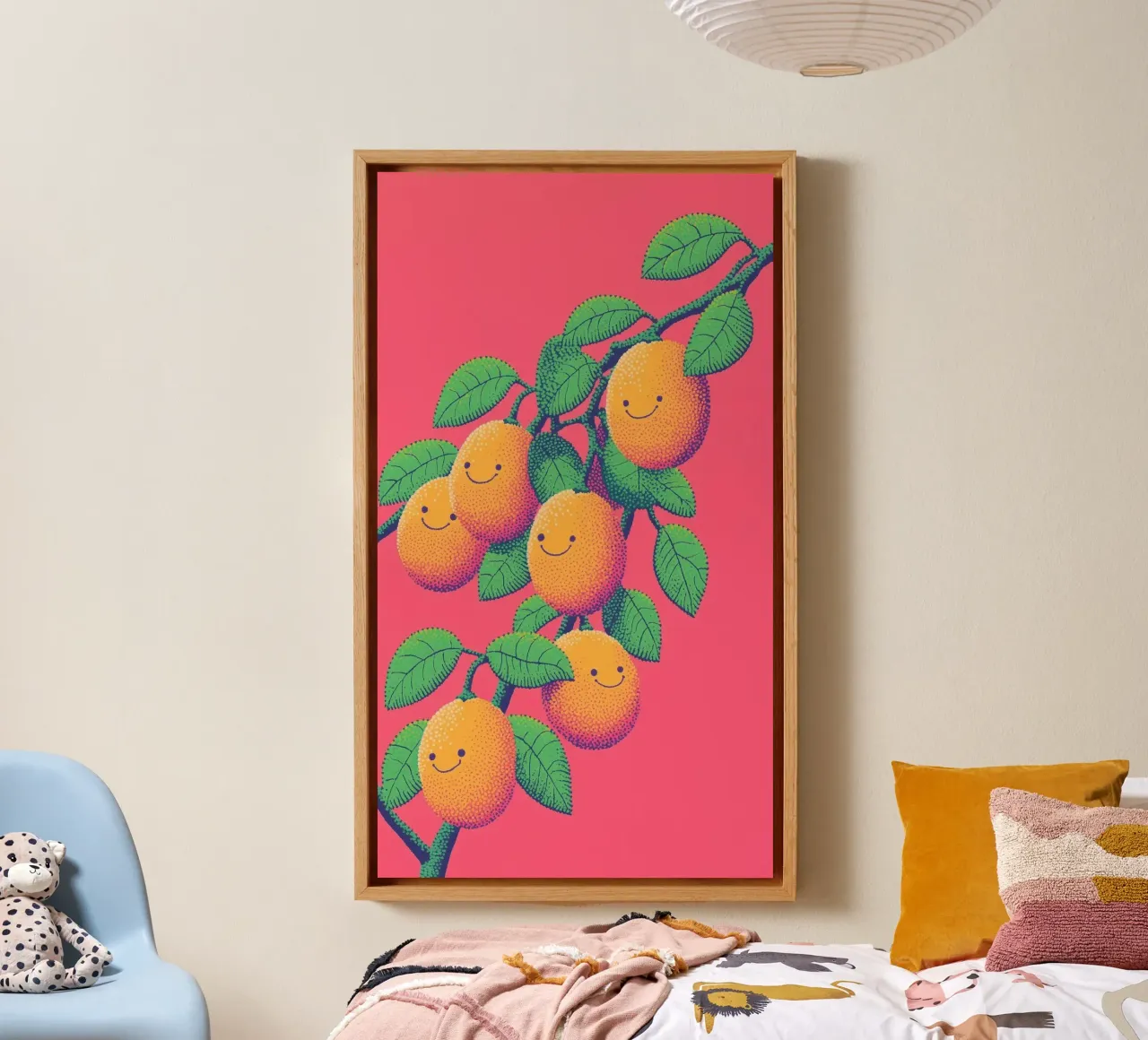 What if Lemons Smile? Funny Smiling Face Fruit Pop Art canvas with Floater frame by Kaji