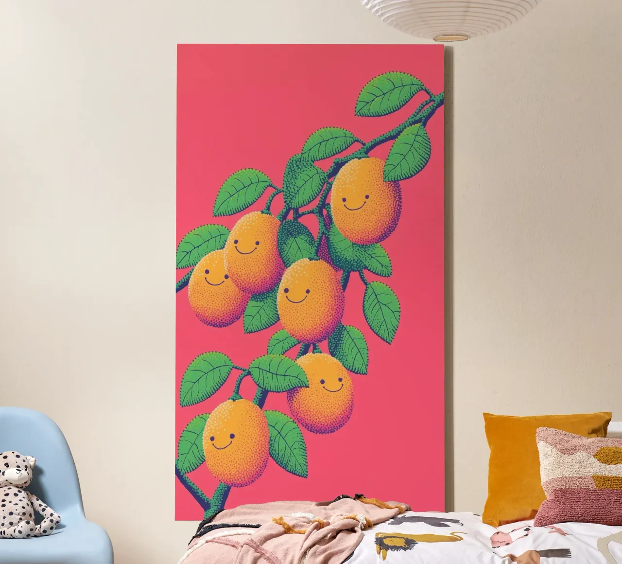 What if Lemons Smile? Funny Smiling Face Fruit Pop Art canvas with Floater frame by Kaji