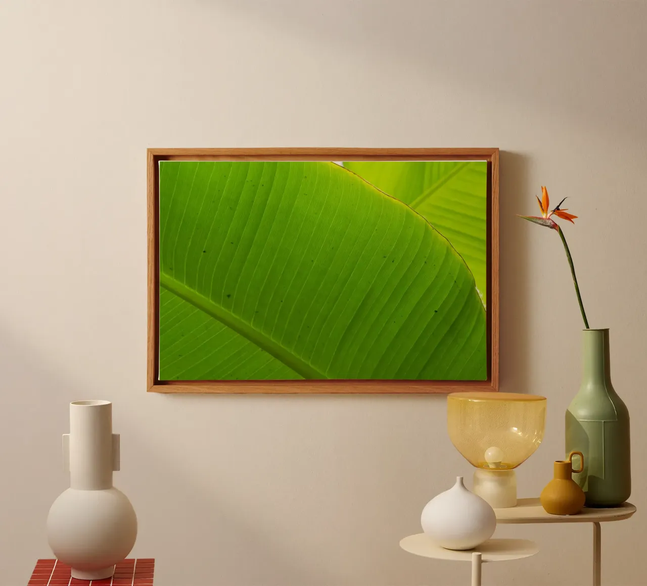 Leaf banana canvas with Floater frame by Teresa André