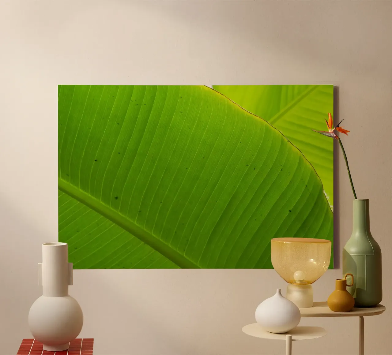Leaf banana canvas with Floater frame by Teresa André