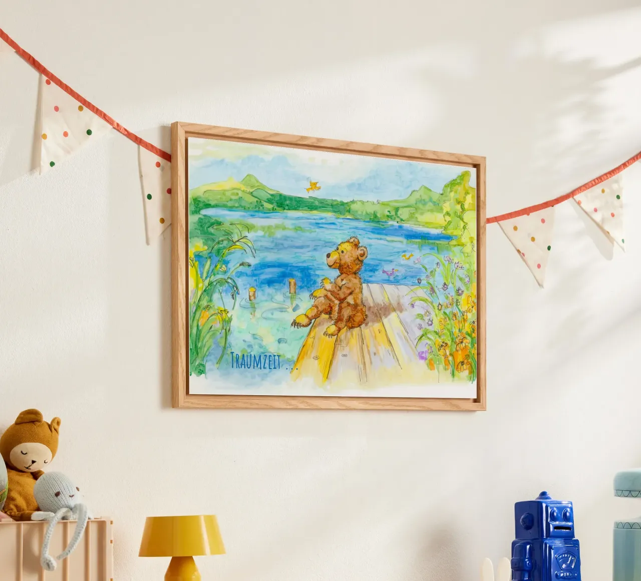 Bear dreaming by the lake acrylic glass by MutMalerin