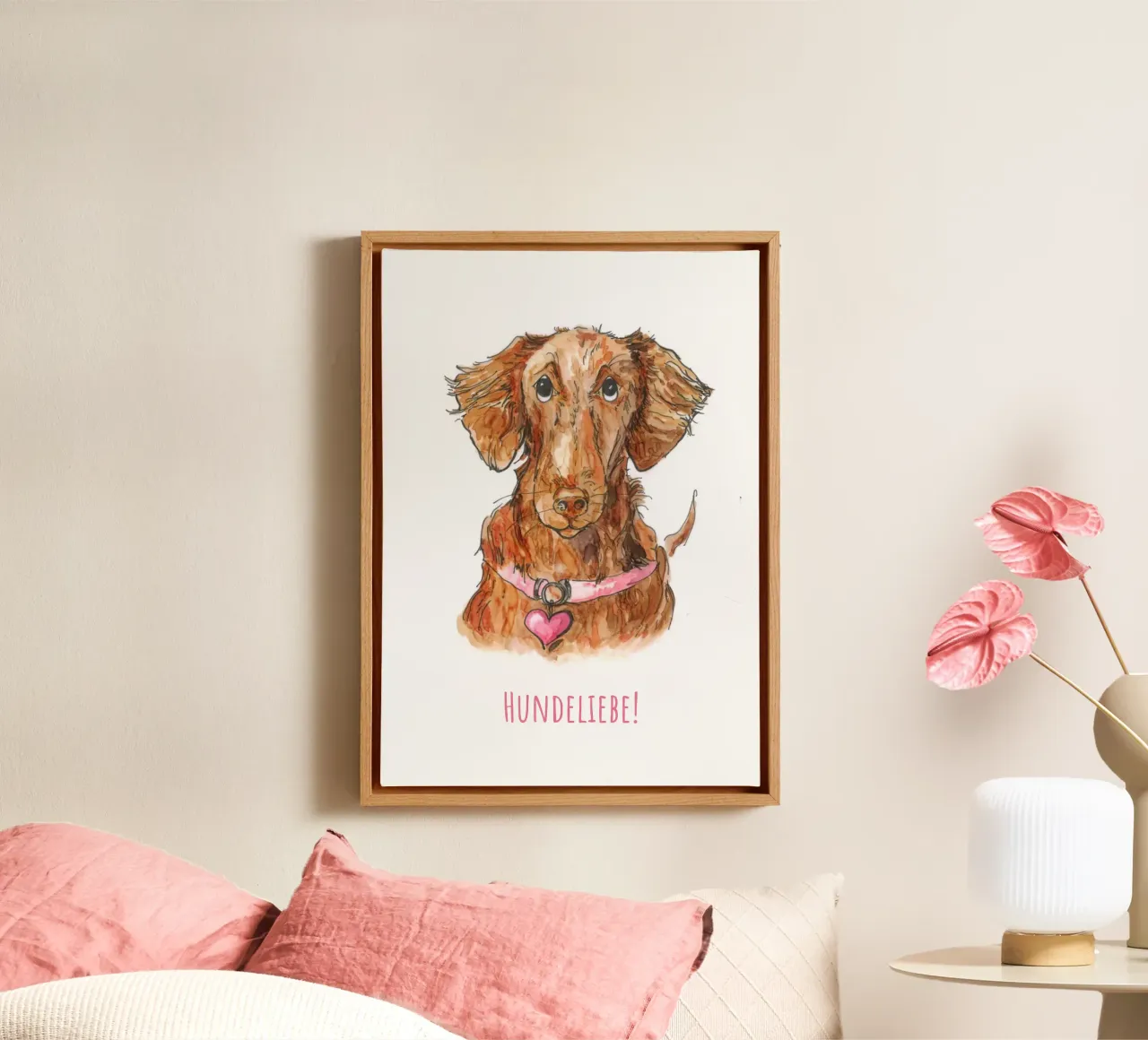 Amore per i cani tela con Cornice a cassetta da MutMalerin