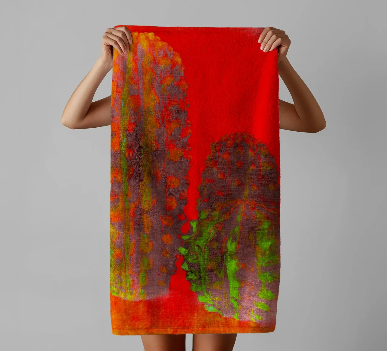 Drie cactussen badhanddoek van Teresa André