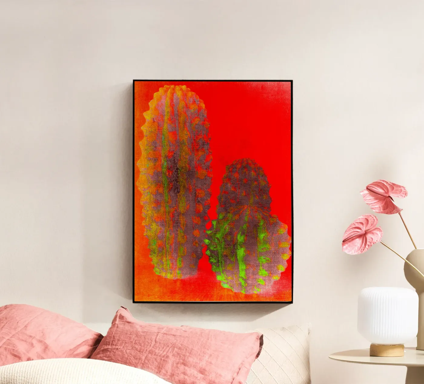 Drie cactussen acryl van Teresa André