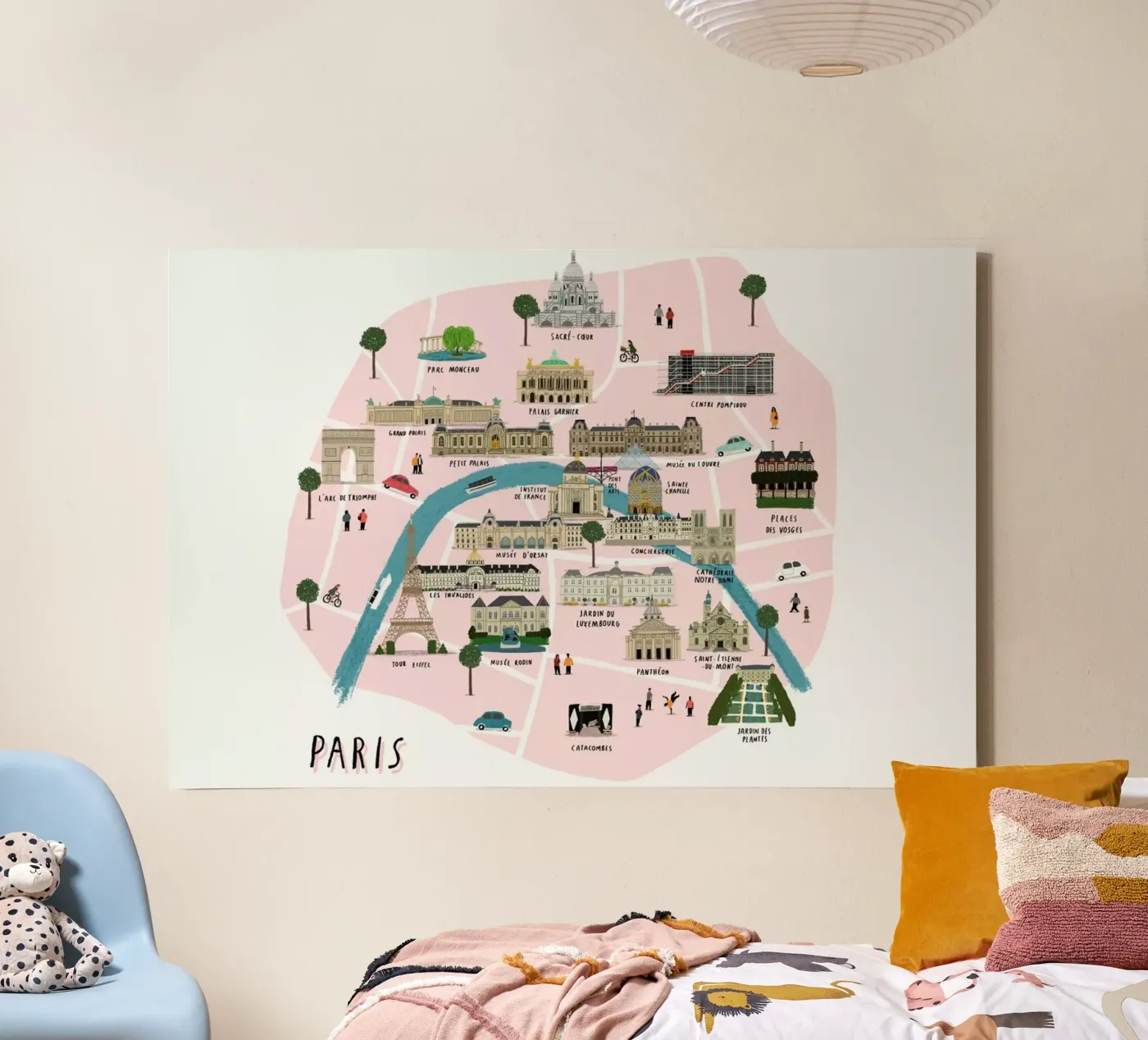 Paris Map canvas by Alex Foster