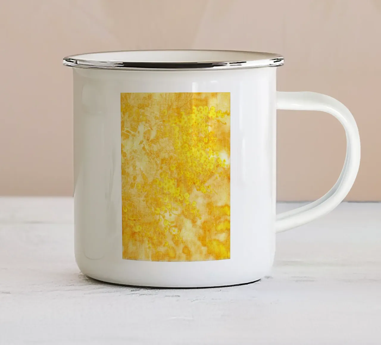 Fiori giallo mimosa tazza in smalto da Teresa André